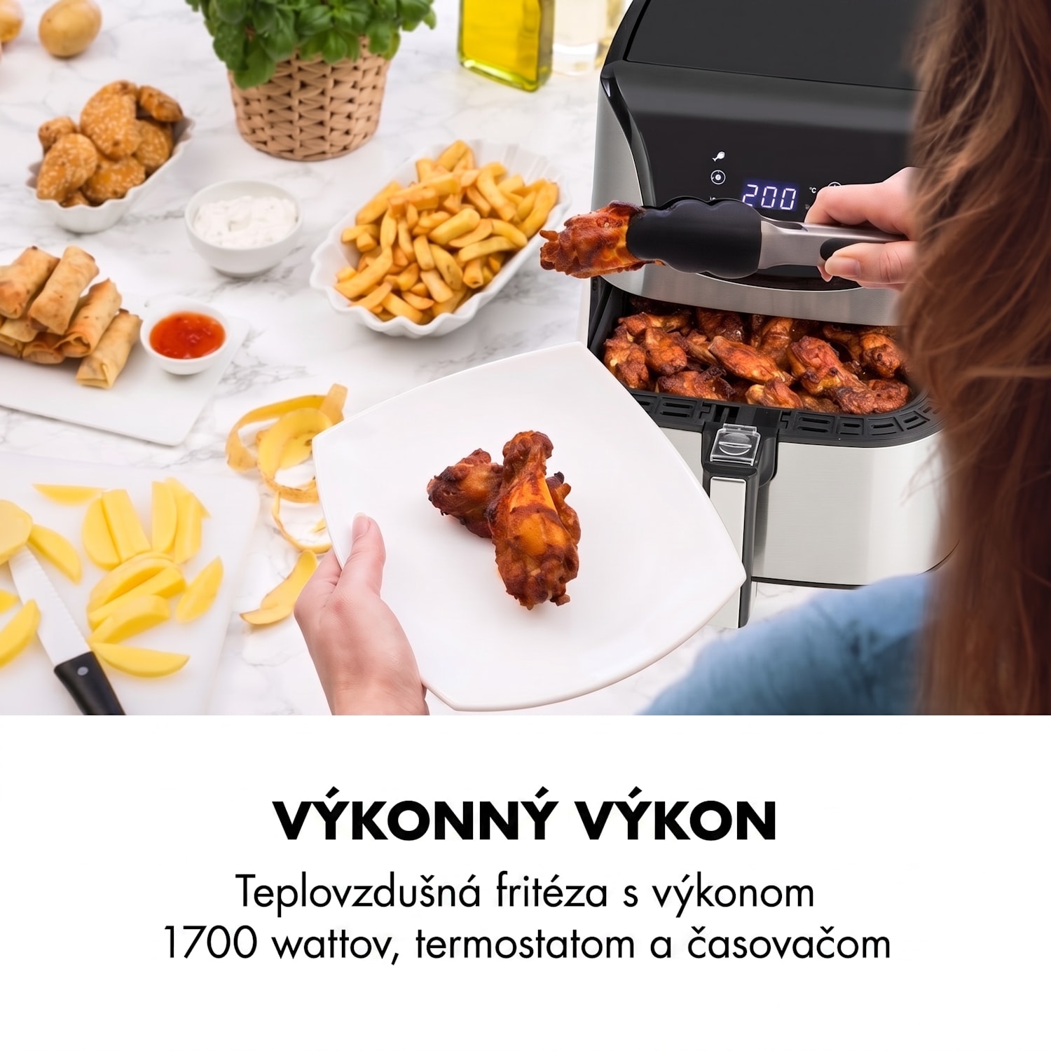AeroVital Deluxe, teplovzdušná fritéza, 1700 W, 5 l, nehrdzavejúca oceľ Deluxe | Strieborná metalíza