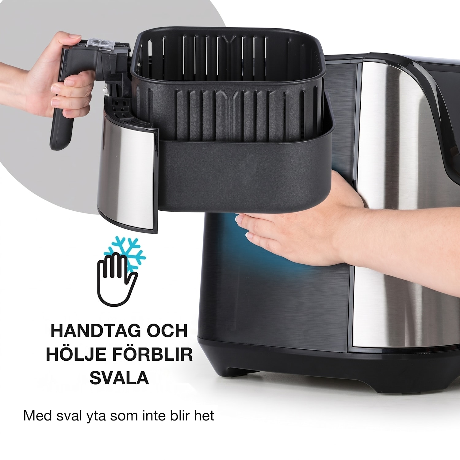 AeroVital Deluxe Varmluftsfritös 1700 watt 5 liter ädelstål Deluxe | Silver Metallic