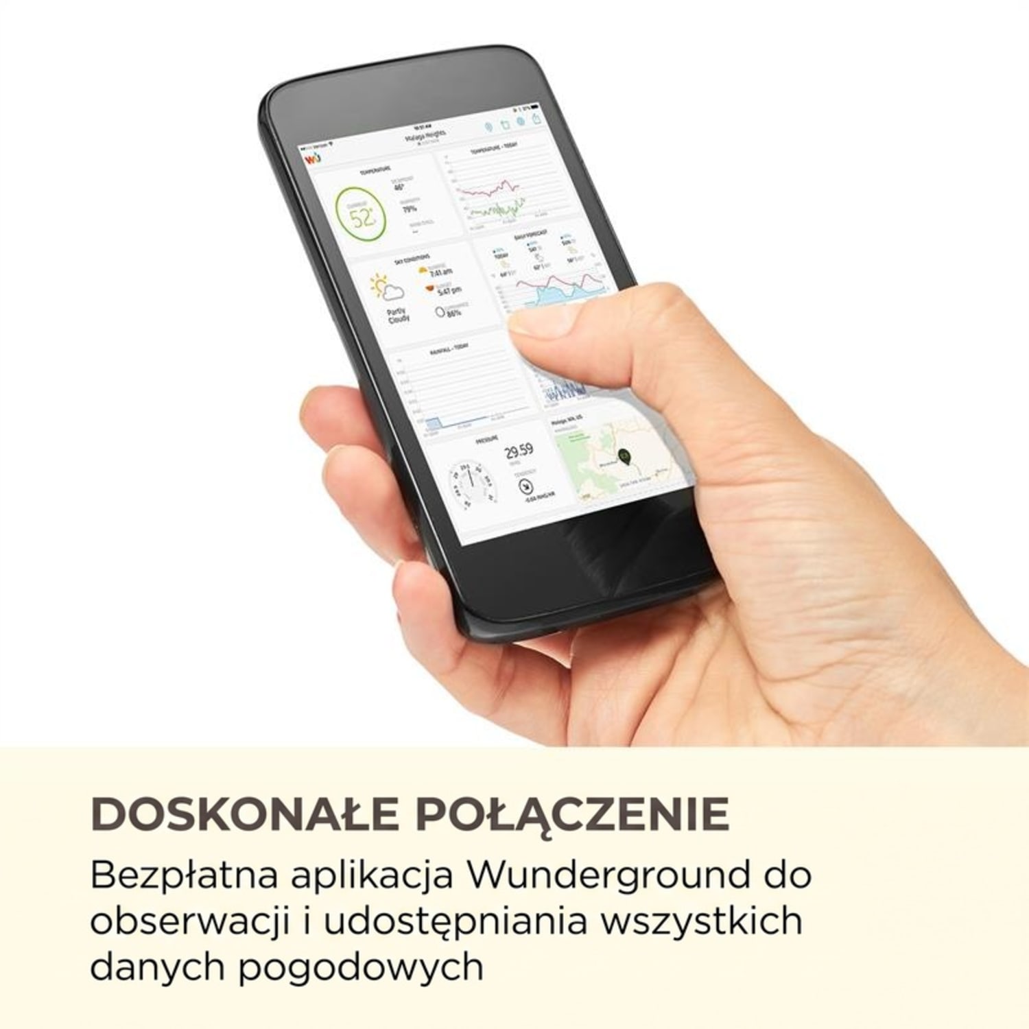 Huygens, profesjonalna stacja pogody 6 w 1, kolorowy wyświetlacz, Wi-Fi, aplikacja 