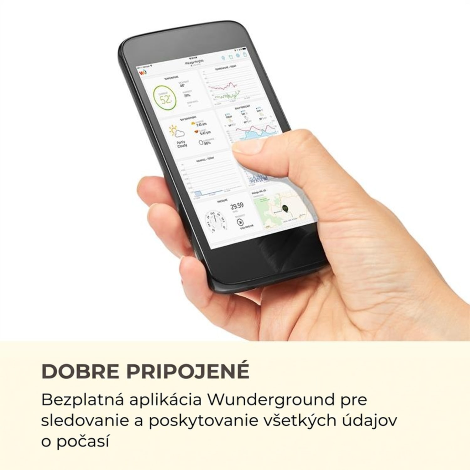 Huygens, profesionálna meteorologická stanica, 6 v 1, farebný displej, WiFi, aplikácia 