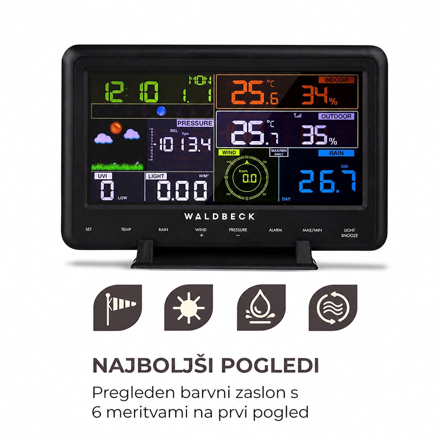 Huygens, profesionalna meteorološka postaja, 6 v 1, barvni zaslon, WIFI, aplikacija 