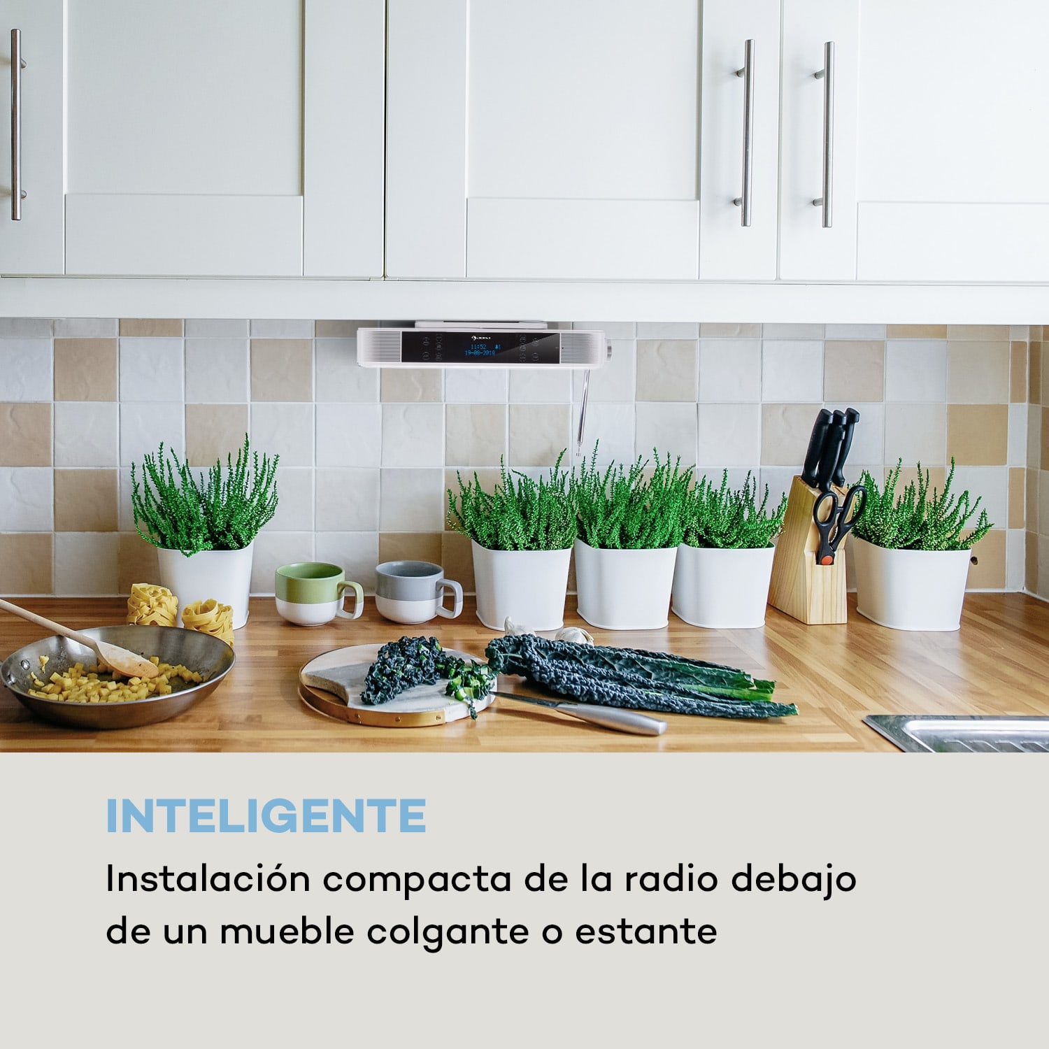 KR-140 Bluetooth Radio de cocina Función manos libres DAB+ Iluminación LED Blanco