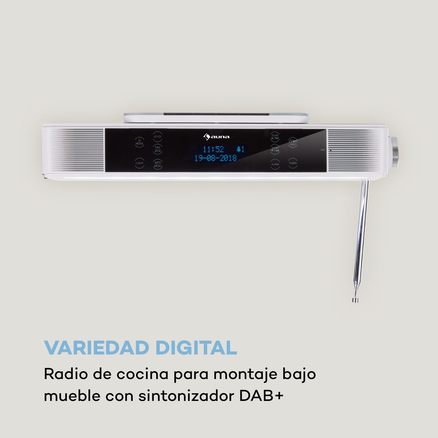 KR-140 Bluetooth Radio de cocina Función manos libres DAB+ Iluminación LED Blanco
