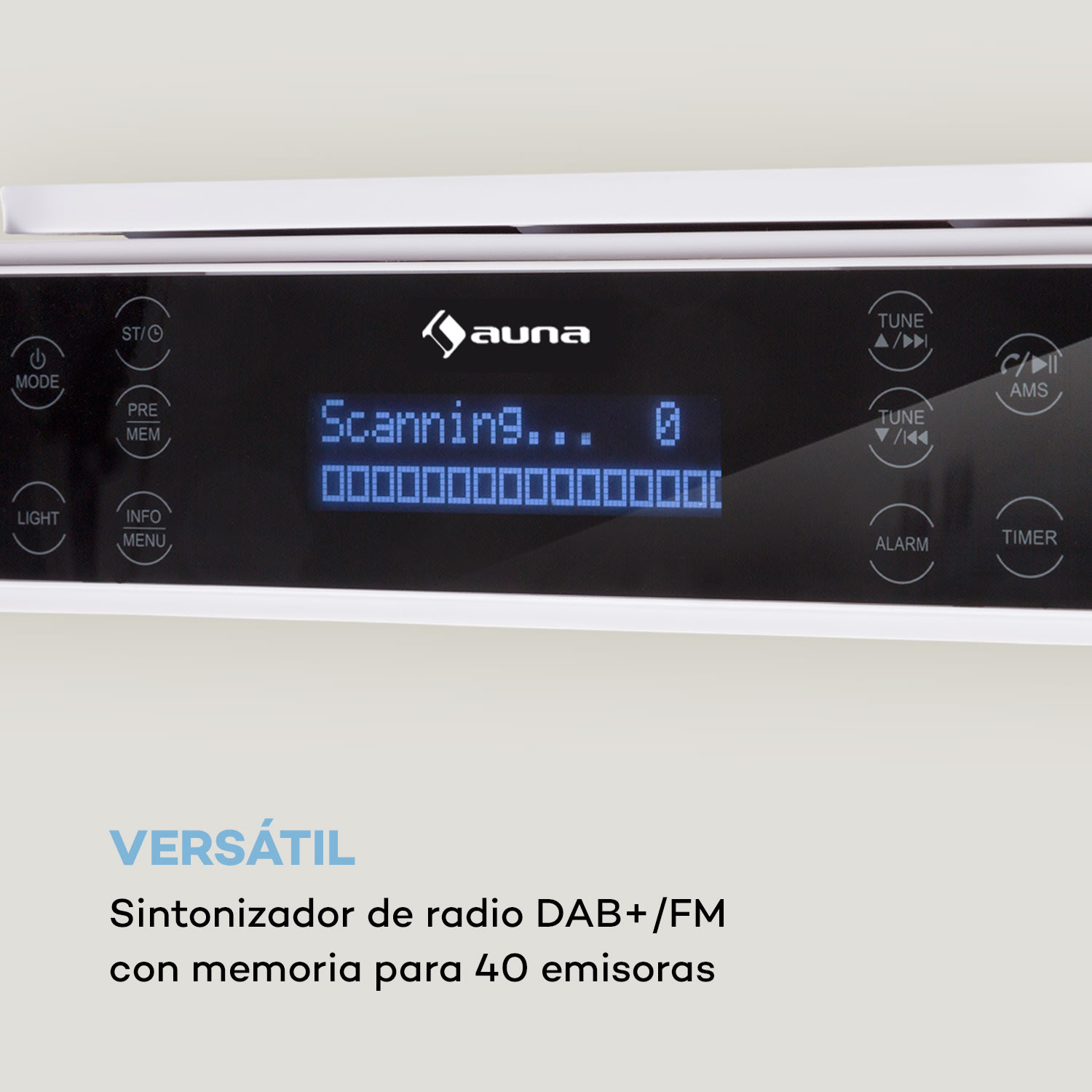 KR-140 Bluetooth Radio de cocina Función manos libres DAB+ Iluminación LED Blanco