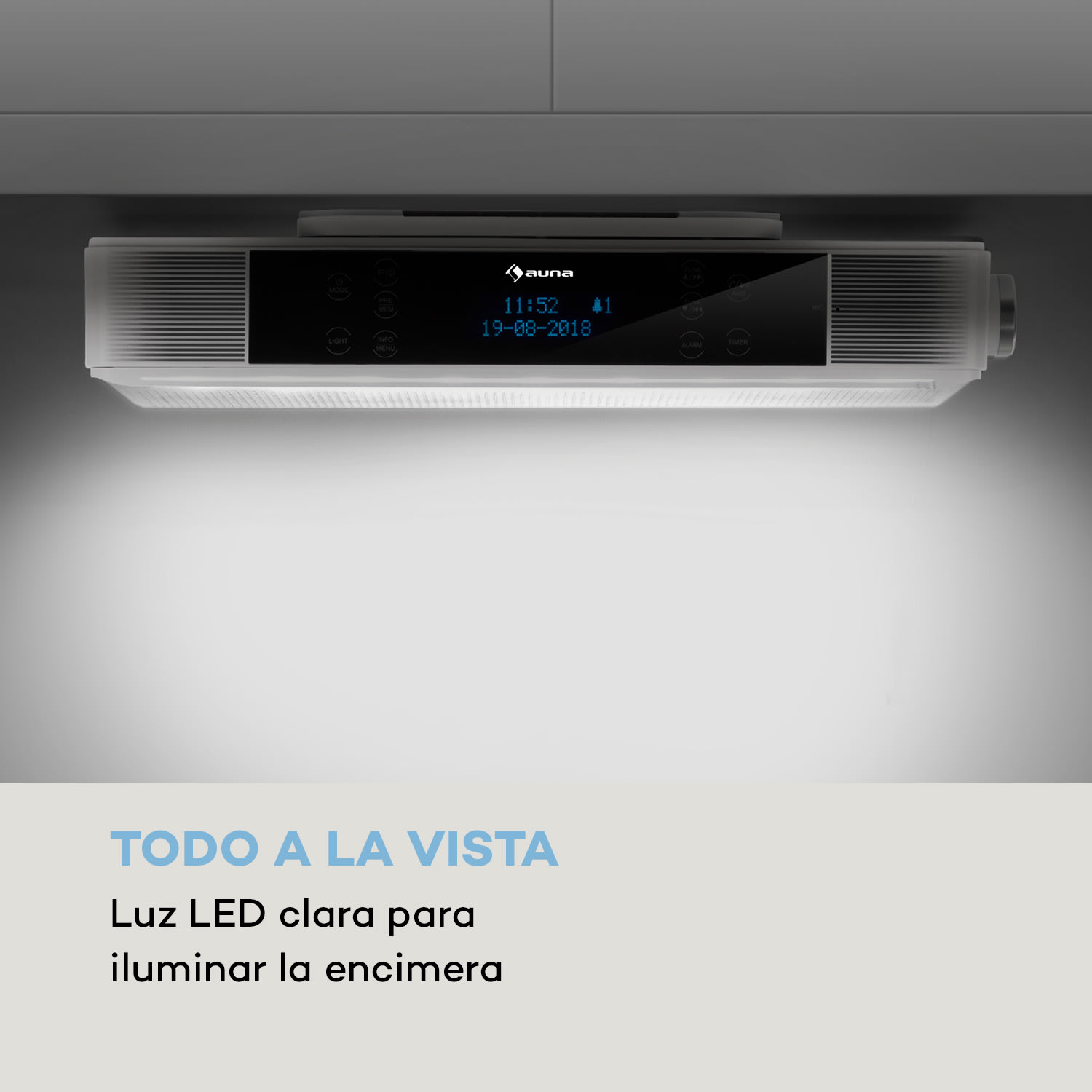 KR-140 Bluetooth Radio de cocina Función manos libres DAB+ Iluminación LED Blanco