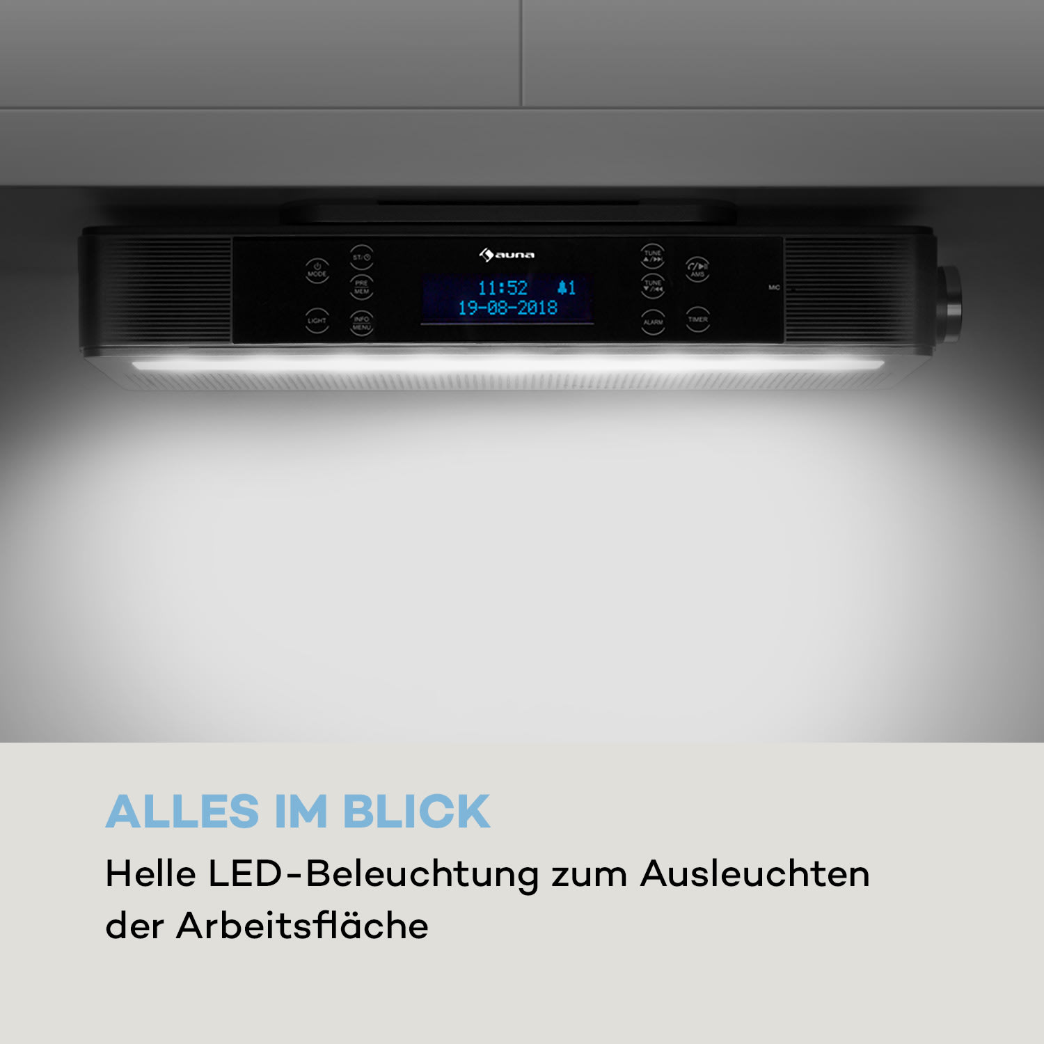 KR-140 Küchenradio DAB+/UKW/BT Freisprechfunktion LED-Beleuchtung 