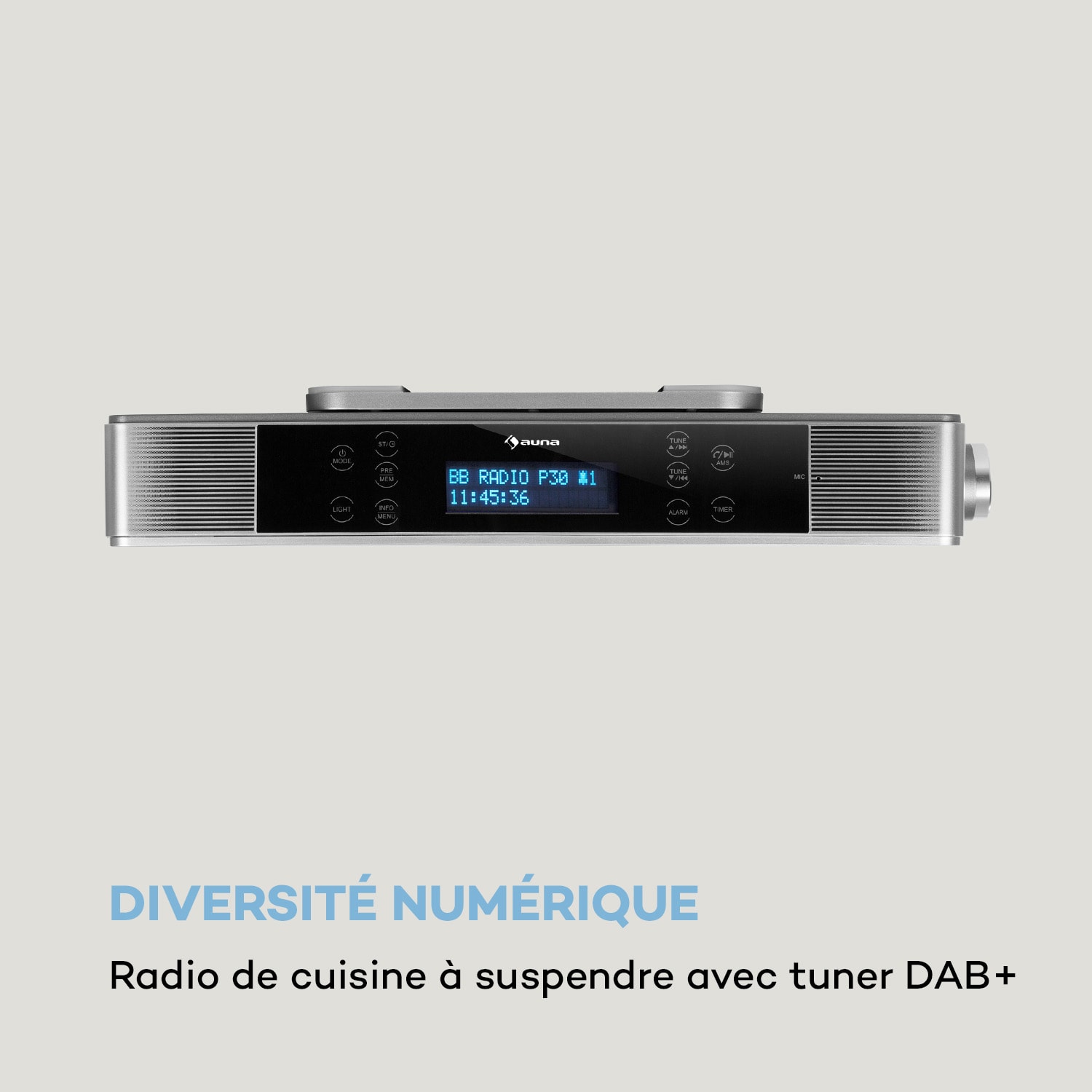 KR-140 Radio de cuisine Bluetooth tuner DAB+ FM LED - argent