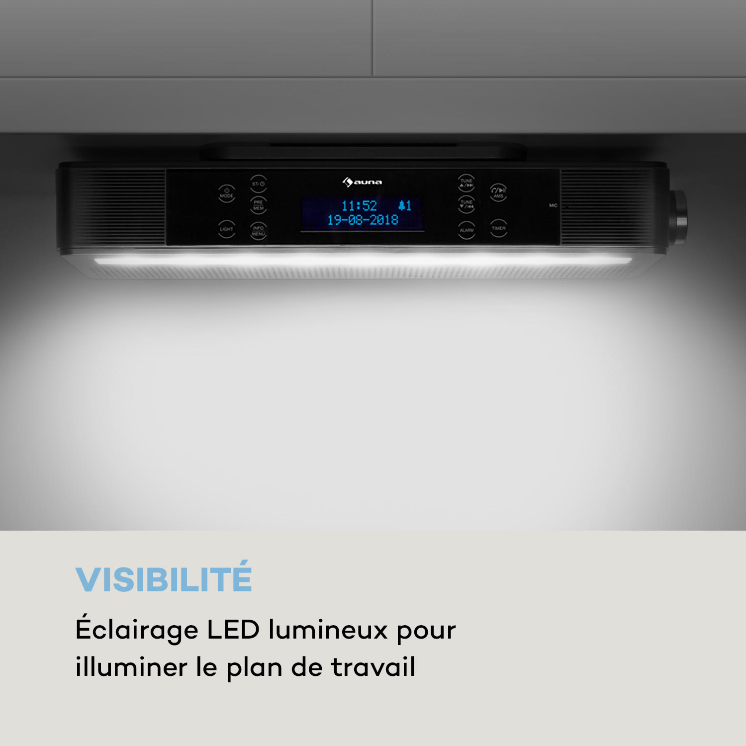 KR-140 Radio de cuisine Bluetooth tuner DAB+ FM LED - argent 