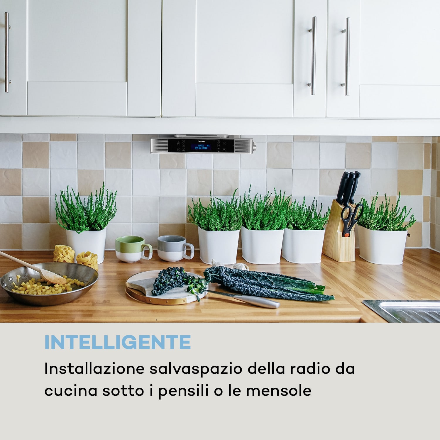 KR-140 Bluetooth Radio Da Cucina Funzione Vivavoce Illuminazione LED Argento 