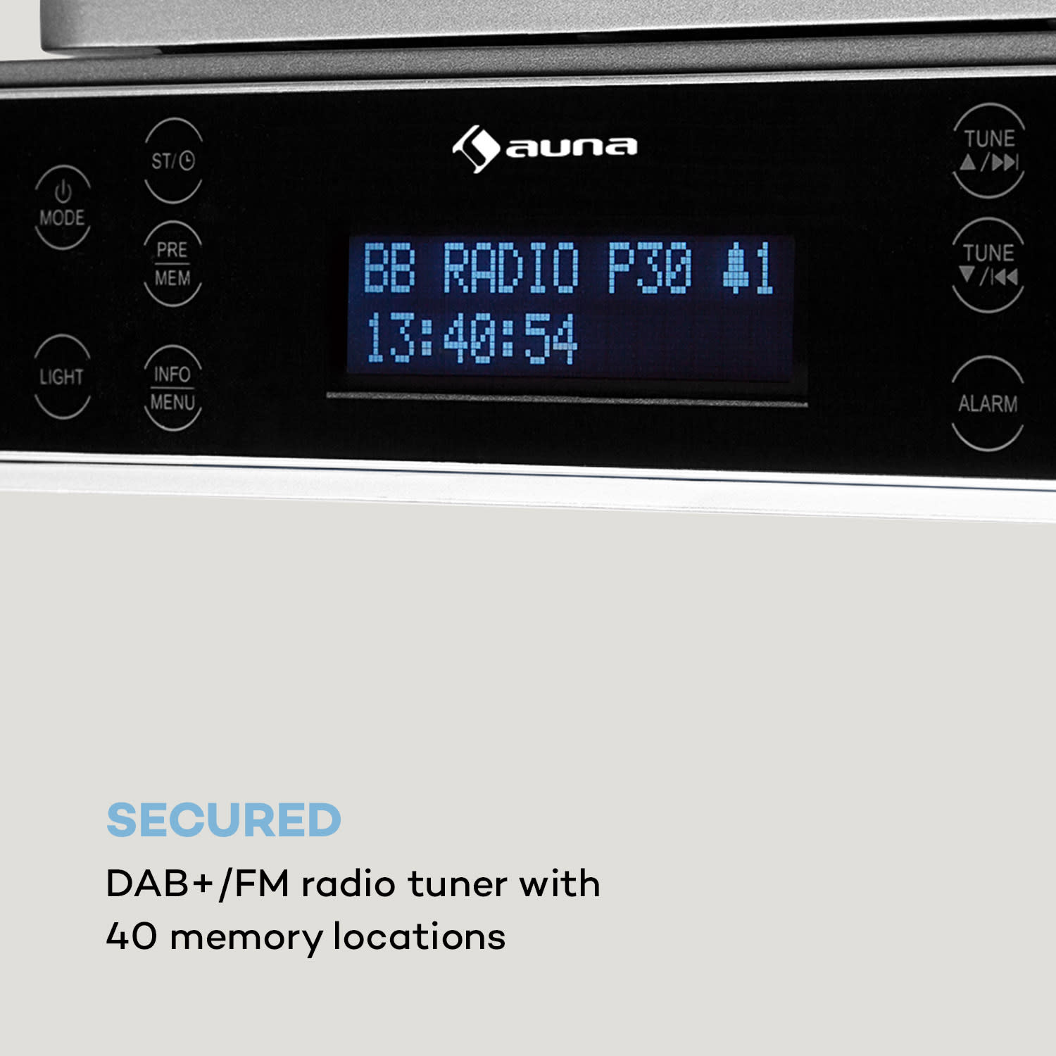 KR-140, radio kuchenne, Bluetooth, handsfree, LED oświetlenie, srebrne
