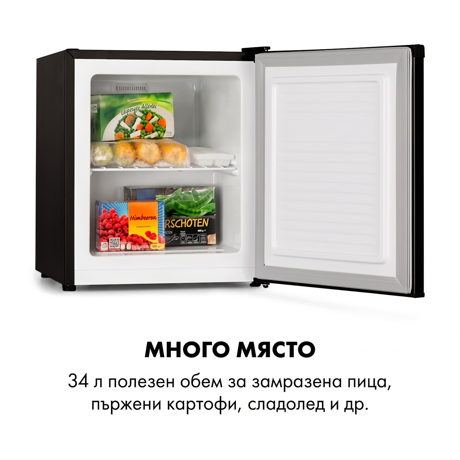 Garfield Eco, мини фризер, E+, 4 звезди, 33 литра, компактен Черно