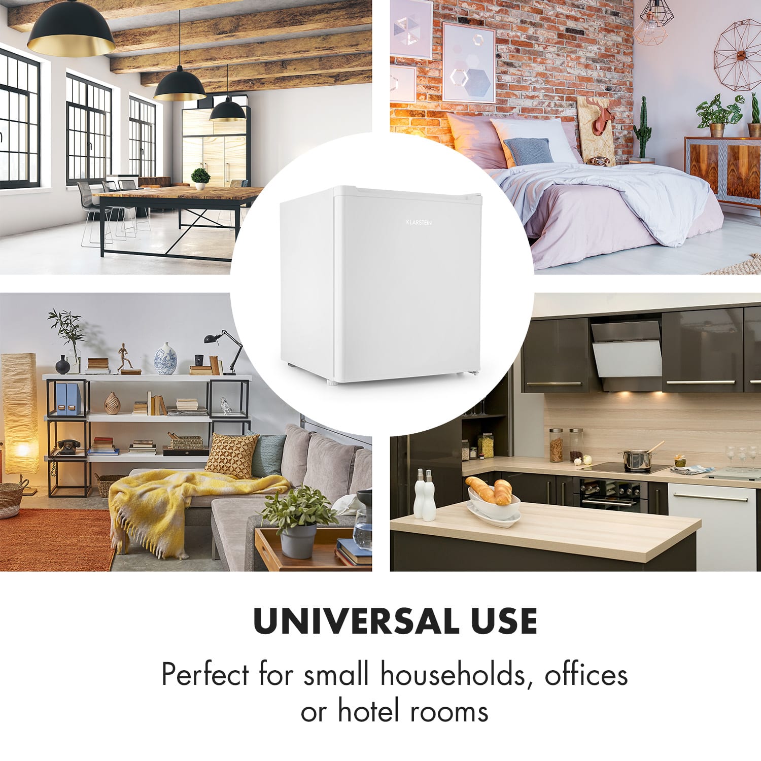 Snoopy Eco, mini chladnička, mraziaci priečinok, 41 l, energet. trieda F, 39 dB, čierna Biela