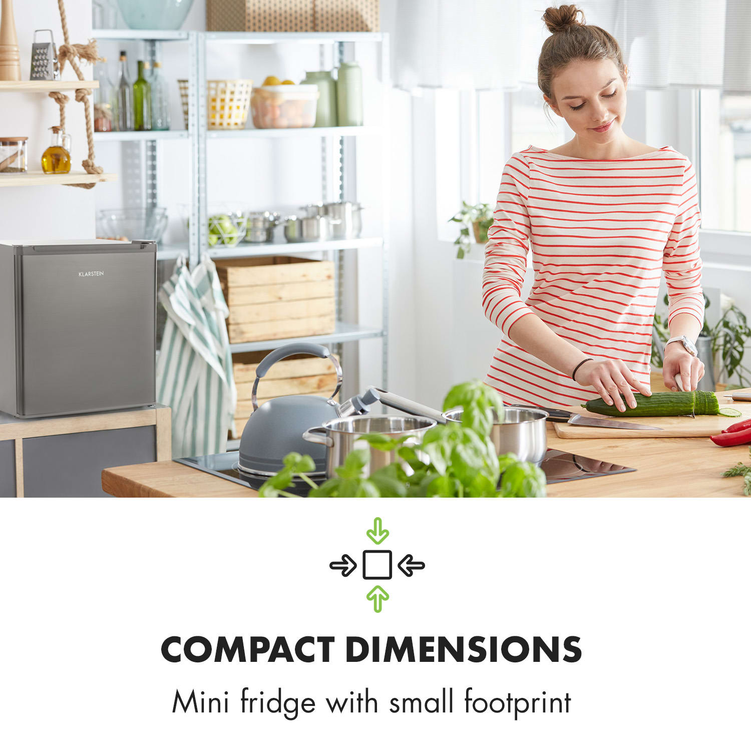 Snoopy Eco, mini lodówka z zamrażalnikiem, klasa energetyczna E, 41 l, 39 dB, szara 