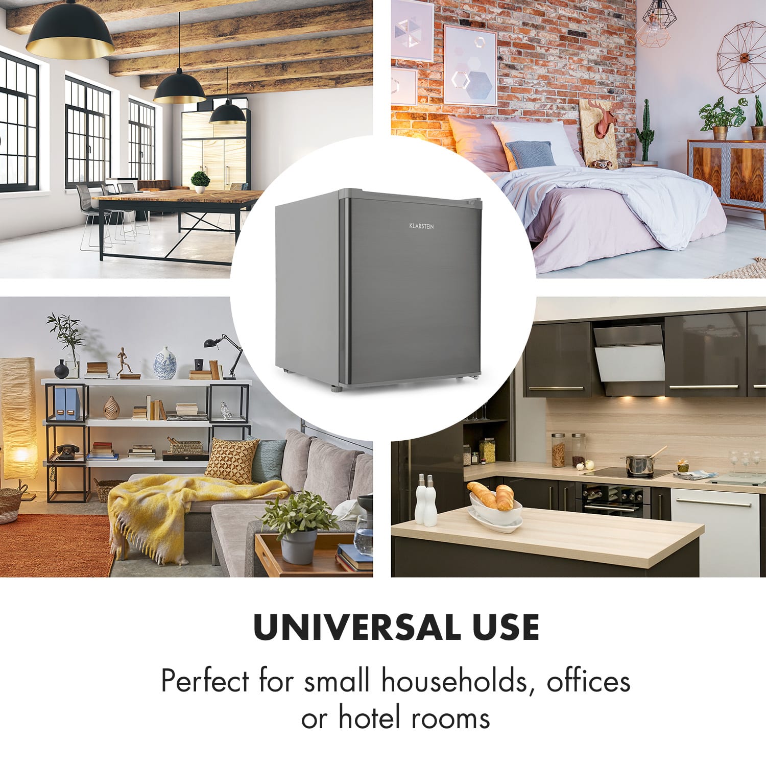 Snoopy Eco, mini lodówka z zamrażalnikiem, klasa energetyczna E, 41 l, 39 dB, szara 