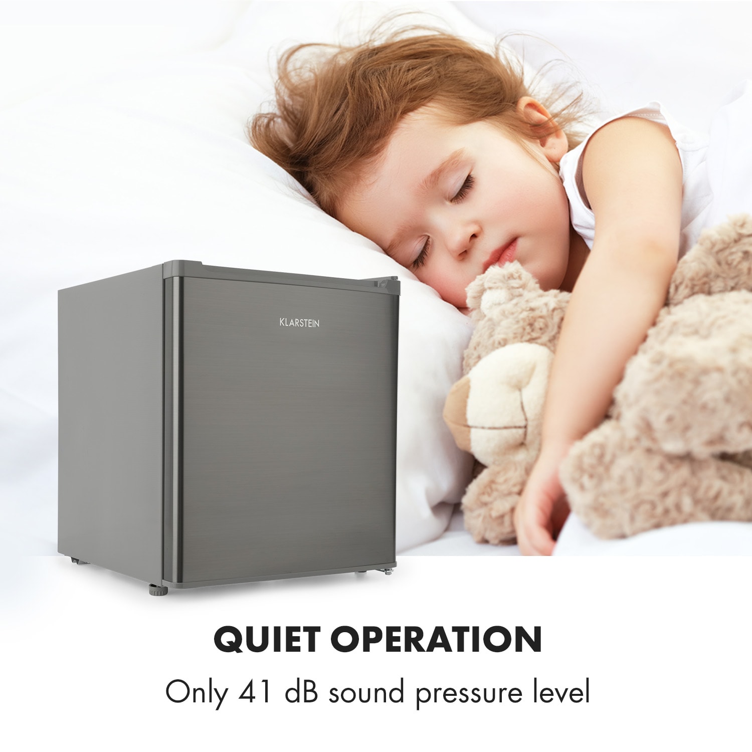 Snoopy Eco, mini lodówka z zamrażalnikiem, klasa energetyczna E, 41 l, 39 dB, szara 