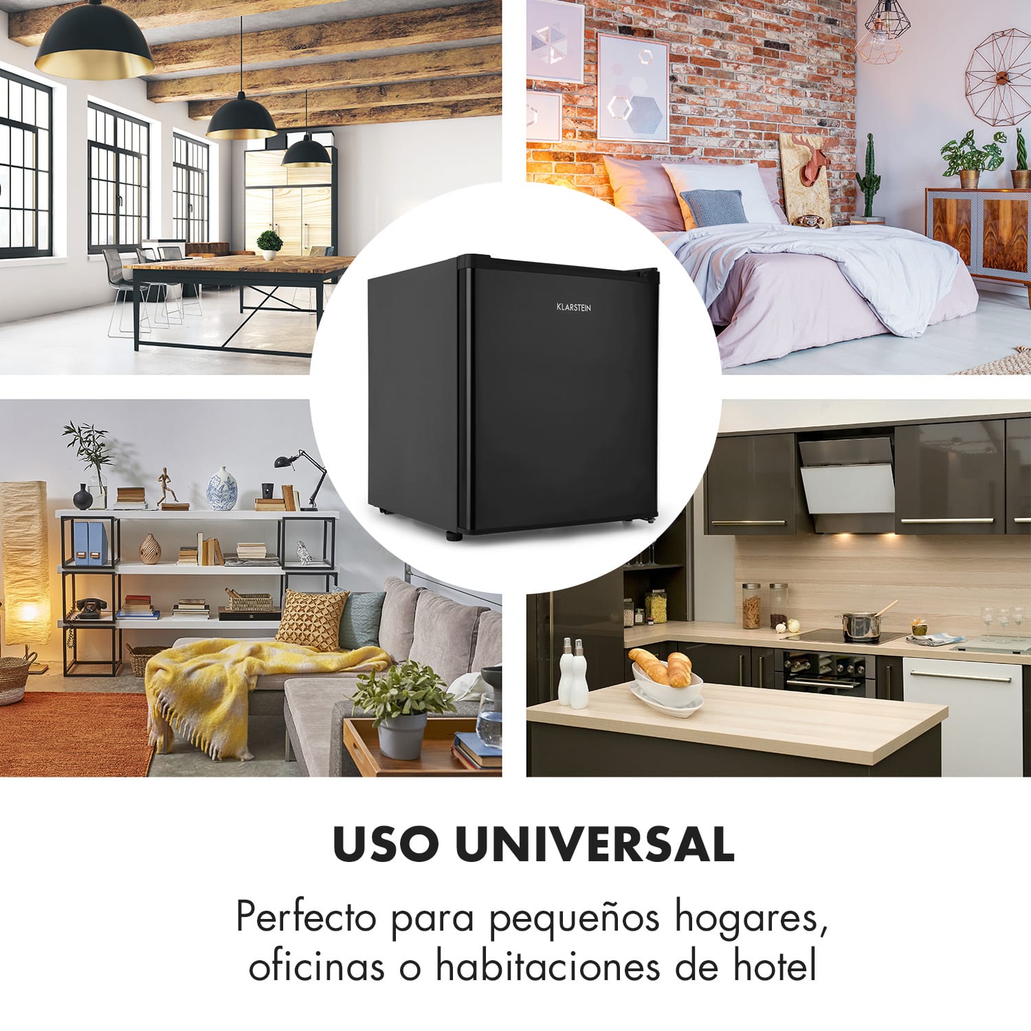 Snoopy Eco Mini Frigorífico con Congelador 41 Litros 39dB Negro