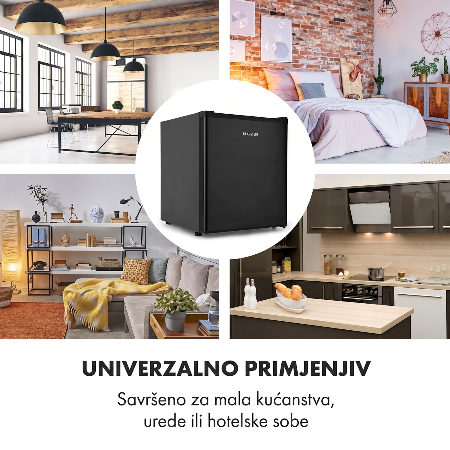 Snoopy Eco, mini hladnjak sa zamrzivačem, E, 41 litara, 39 dB, crni Crna