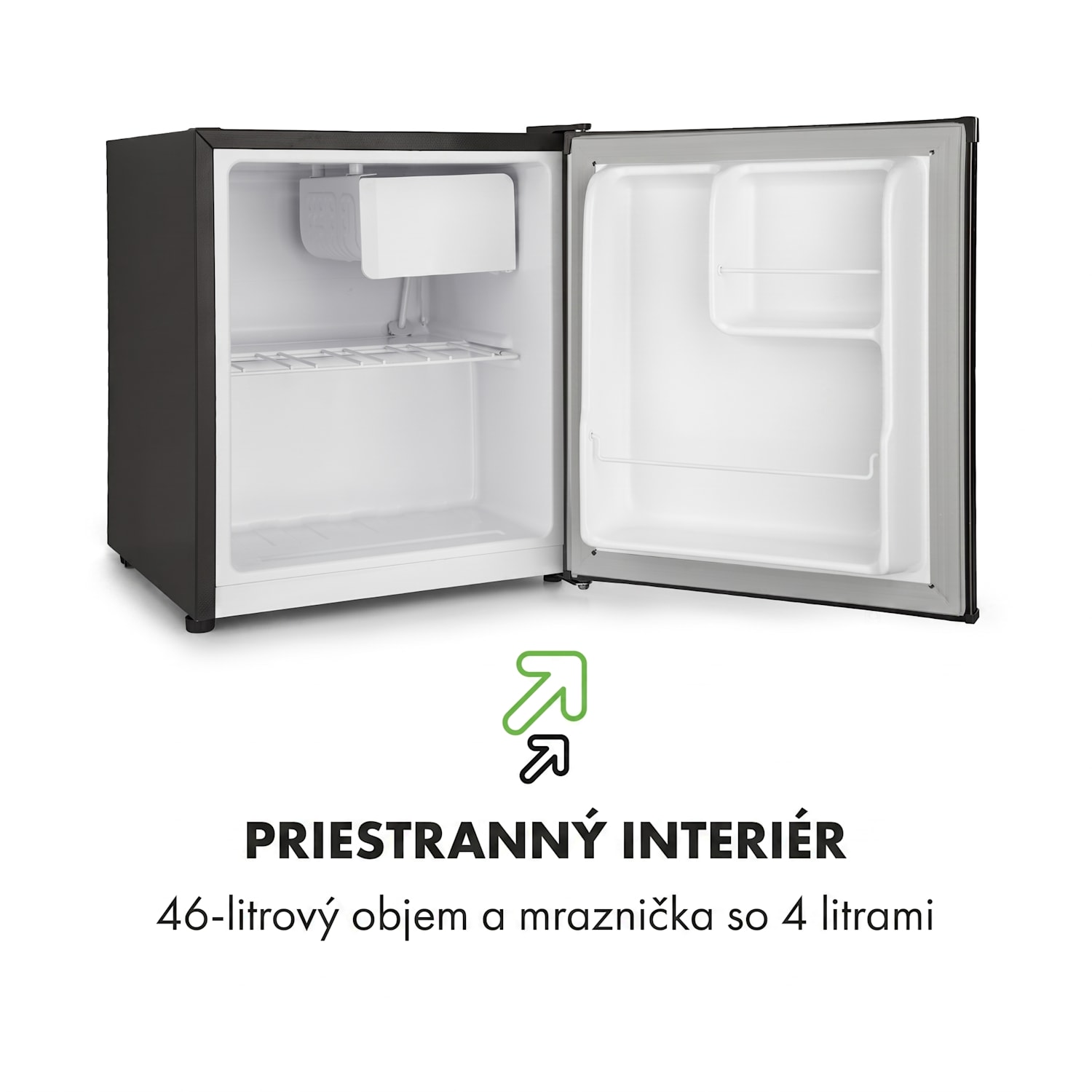 Snoopy Eco, mini chladnička, mraziaci priečinok, 41 l, energet. trieda F, 39 dB, čierna Čierna