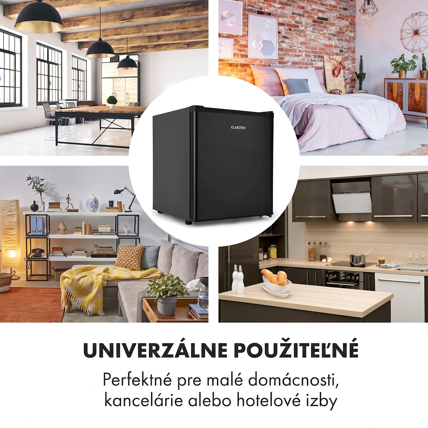 Snoopy Eco, mini chladnička, mraziaci priečinok, 41 l, energet. trieda F, 39 dB, čierna Čierna