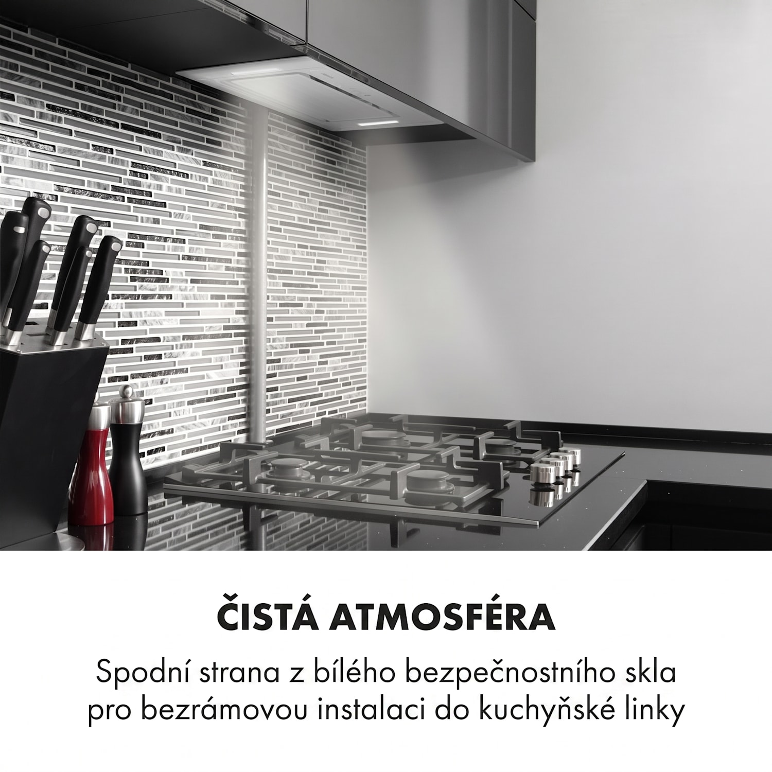 Hektor, digestoř, 52 cm, vestavná, 530 m³/h, LED, dotykové ovládání, sklo, bílá 52 cm | bez aktivního uhlíkového filtru | Bílá