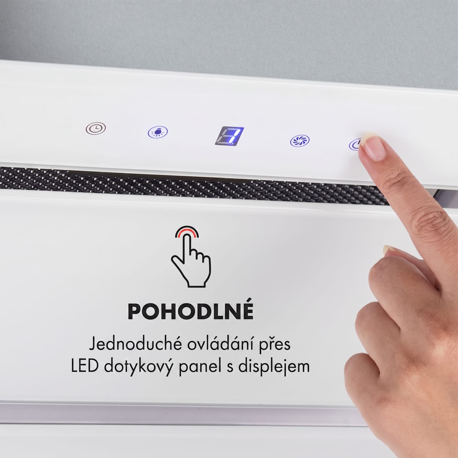 Hektor, digestoř, 52 cm, vestavná, 530 m³/h, LED, dotykové ovládání, sklo, bílá 52 cm | bez aktivního uhlíkového filtru | Bílá