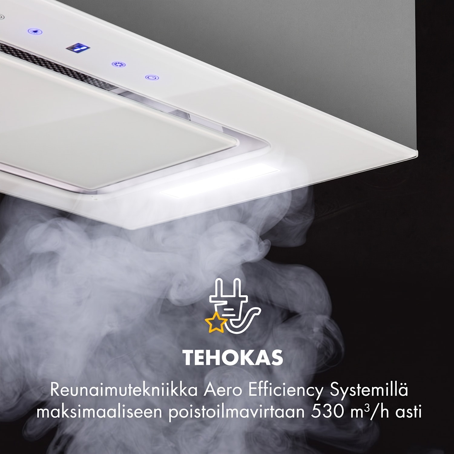 Hektor liesituuletin integroitava 52 cm poistoilma: 467 m³/h LED kosketus lasi 52 cm | 467 m³/h | Valkoinen