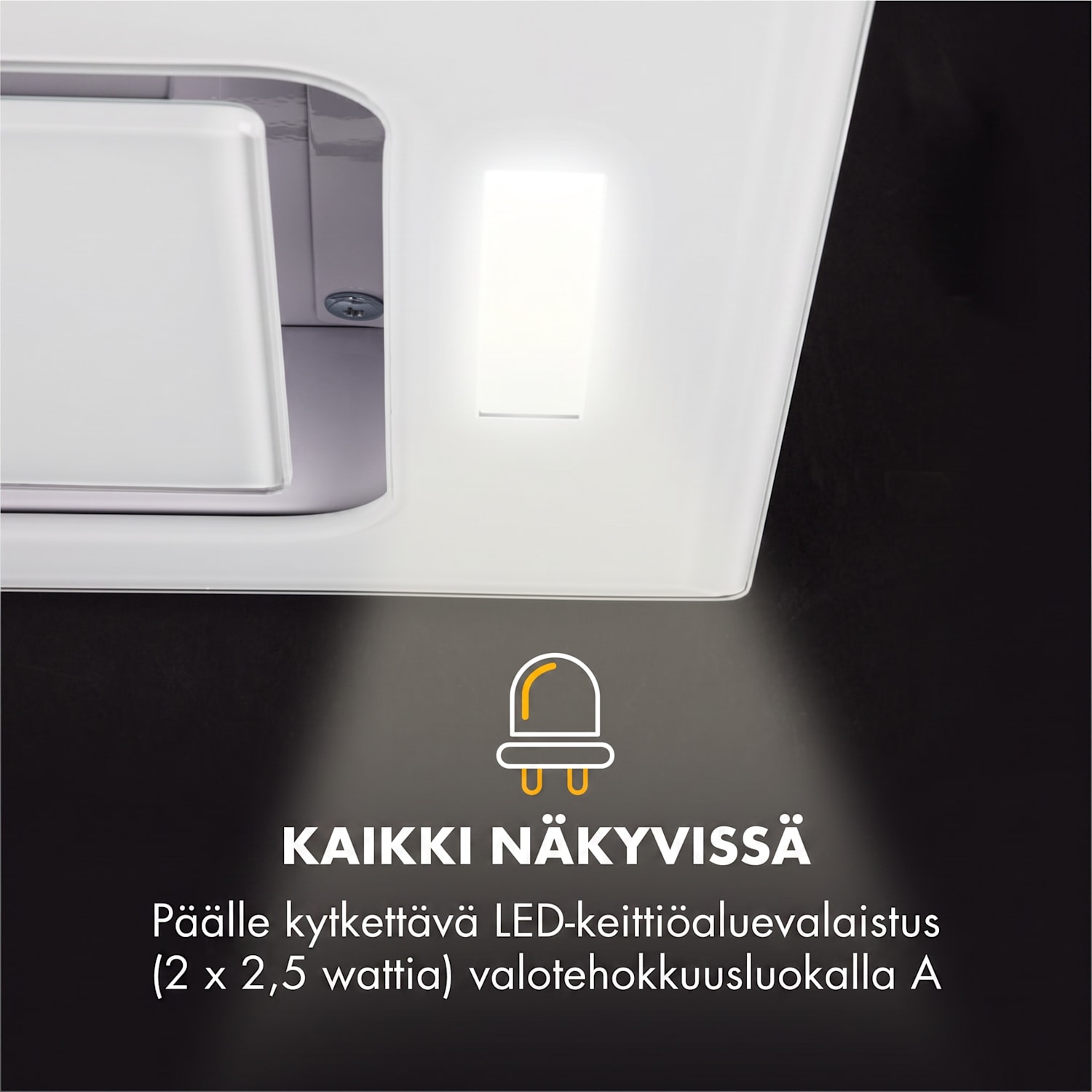 Hektor liesituuletin integroitava 52 cm poistoilma: 467 m³/h LED kosketus lasi 52 cm | 467 m³/h | Valkoinen