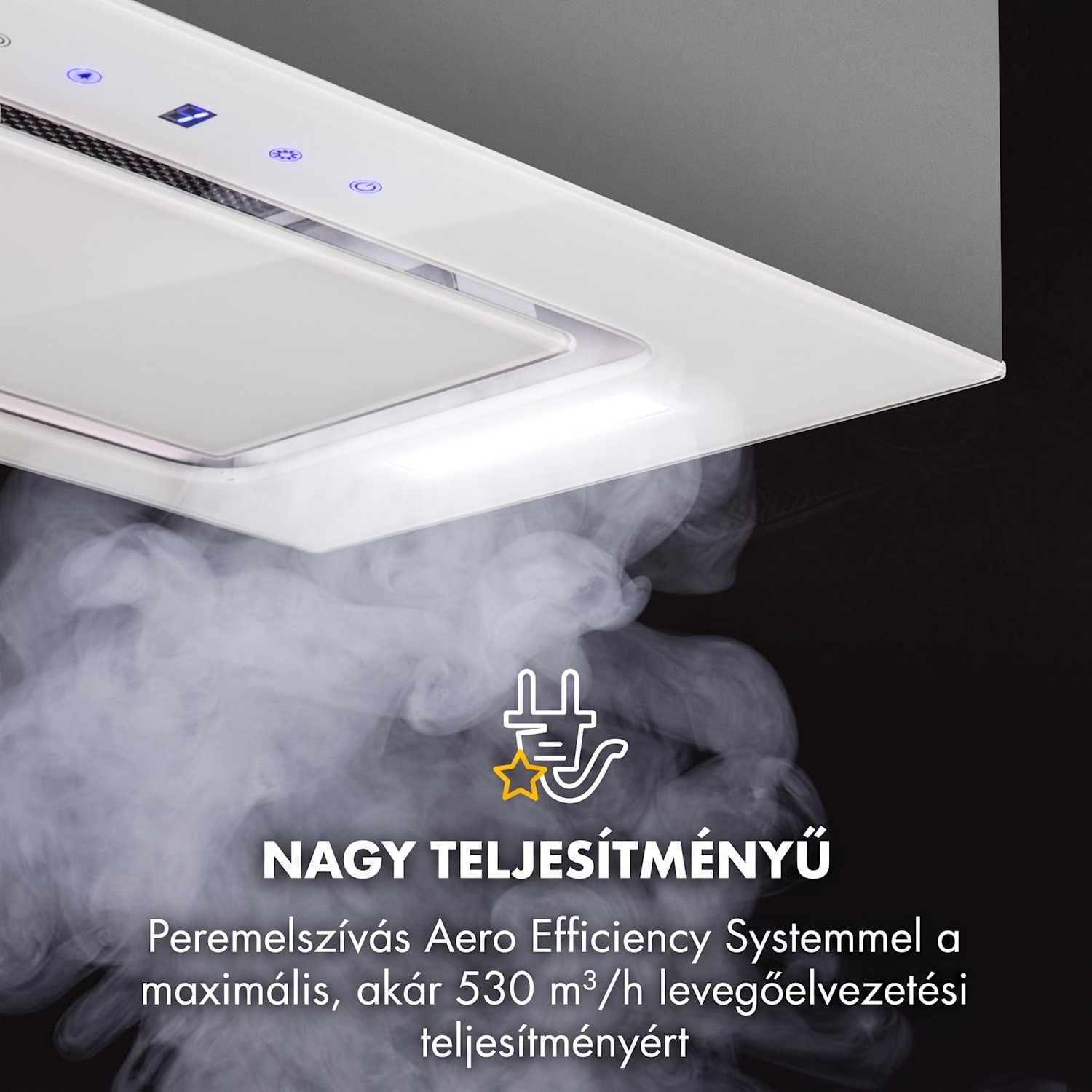 Hektor, páraelszívó, beépíthető, 52 cm, 530 m³/ó elszívó teljesítmény, LED, érintőképernyős, üveg 52 cm | aktív szénszűrő nélkül | Fehér