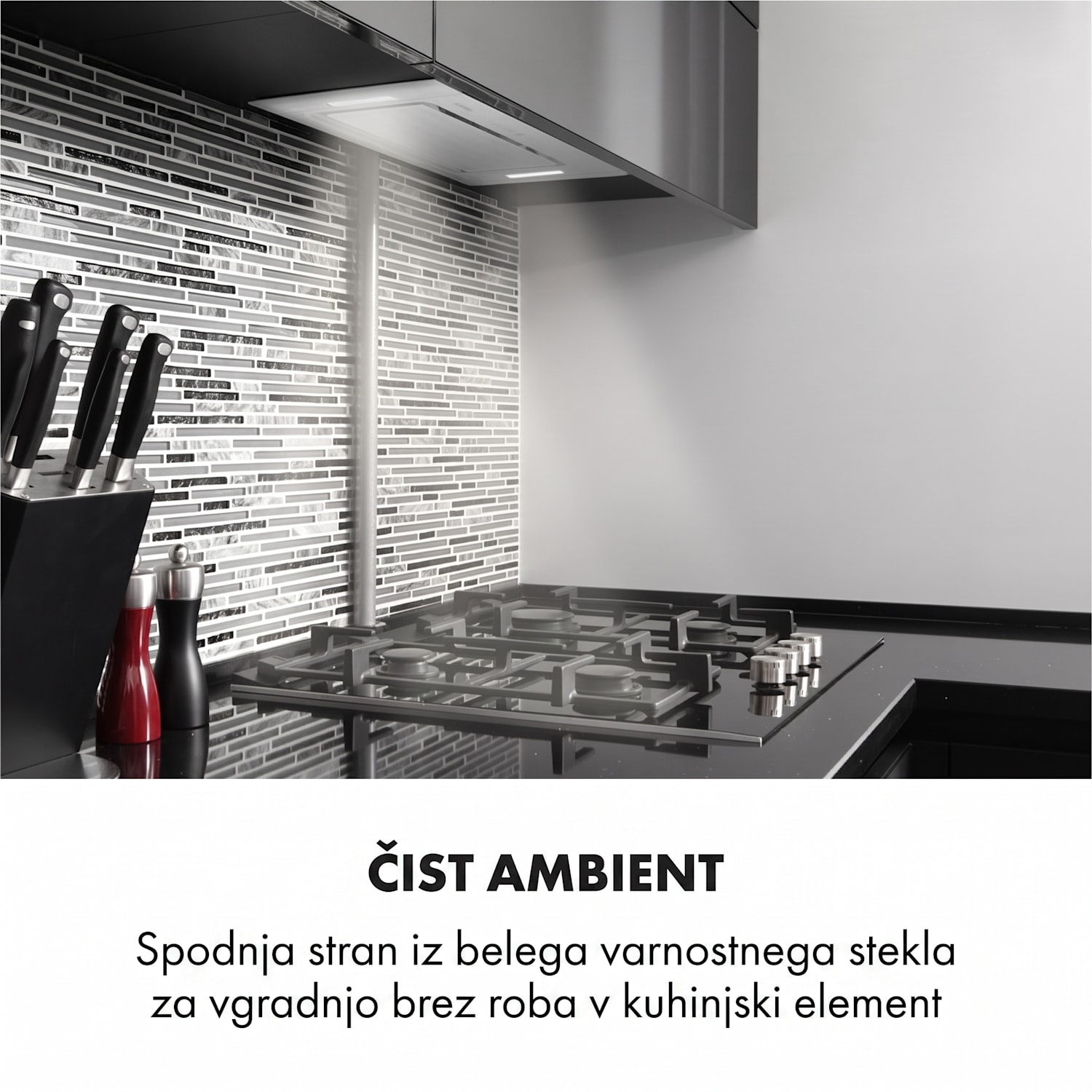 Hektor, kuhinjska napa, vgrajeno, 52 cm, 530 m³/h, LED, dotik, steklo 52 cm | Dodatek brez filtra z aktivnim ogljem | Bela