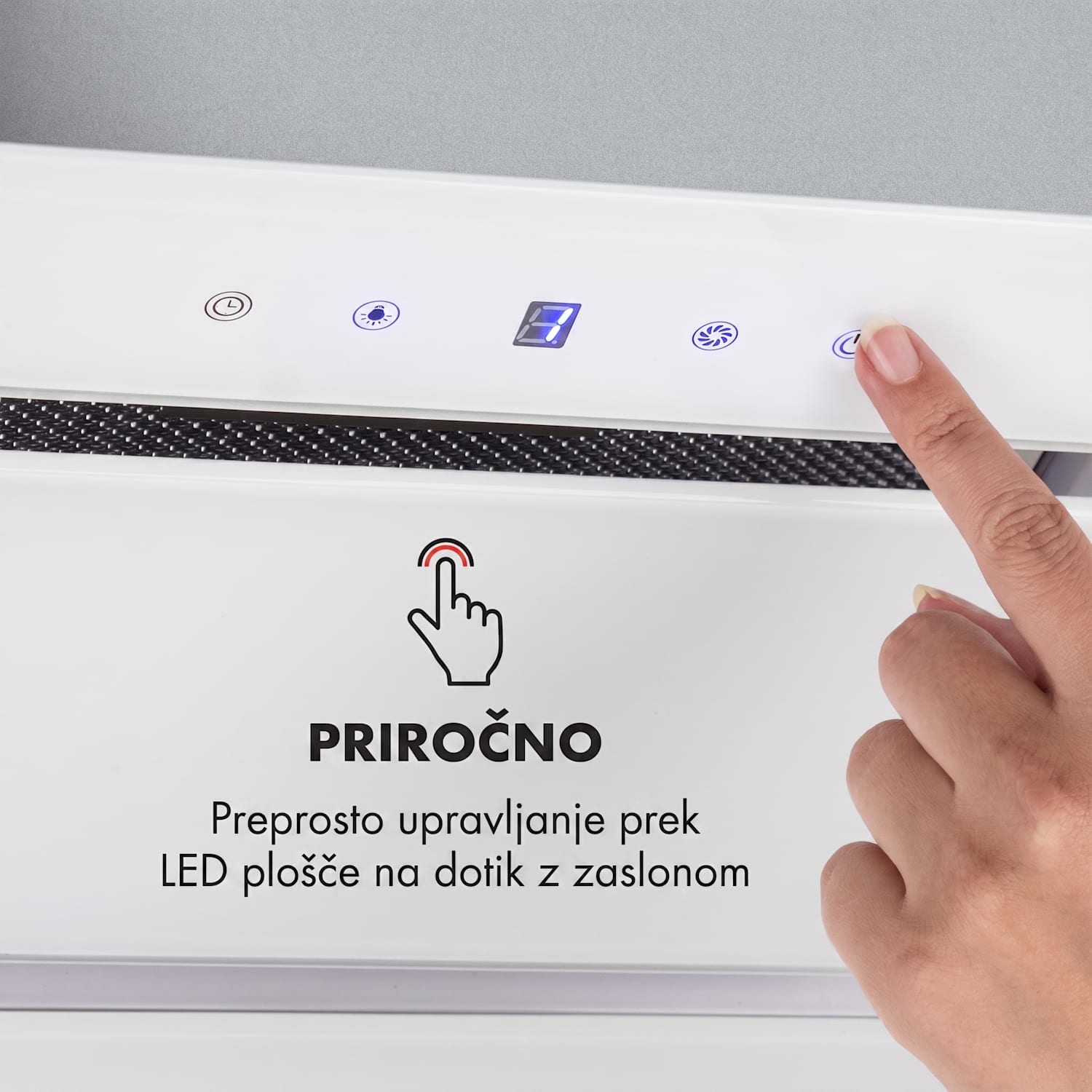 Hektor, kuhinjska napa, vgrajeno, 52 cm, 530 m³/h, LED, dotik, steklo 52 cm | Dodatek brez filtra z aktivnim ogljem | Bela