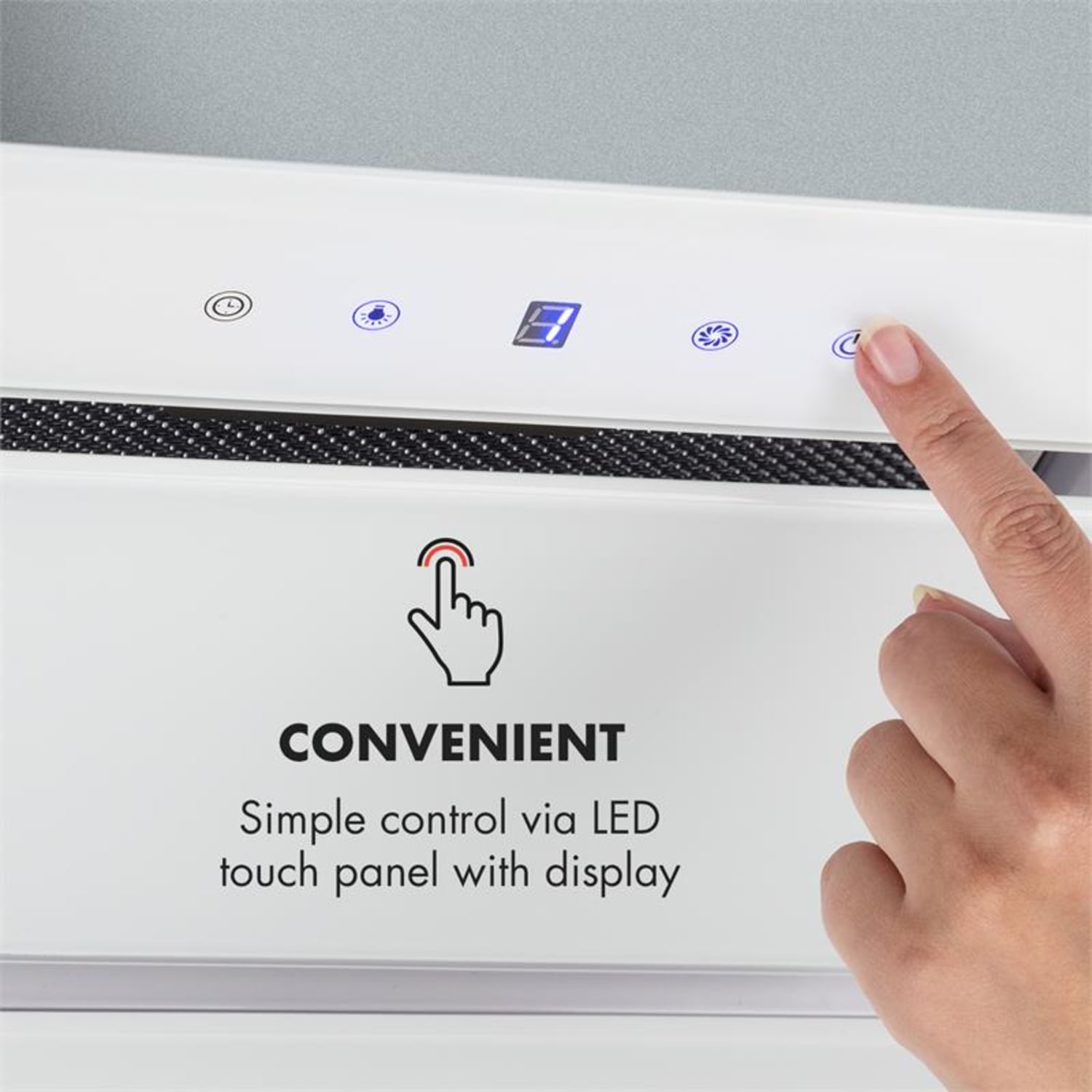 Hektor, okap kuchenny, okap, 52 cm, 530 m³/h, LED, panel dotykowy, timer, szkło 52 cm | akcesoria bez aktywnego filtra węglowego | Biały