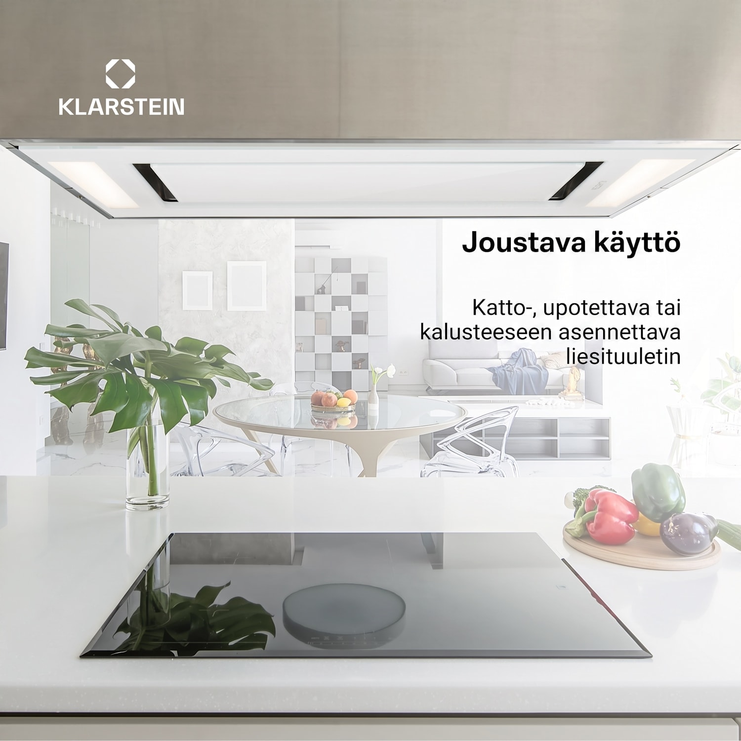 Remy liesituuletin kattoon 90 cm 630 m³/h 230 W 3 tasoa kaukosäädin Valkoinen
