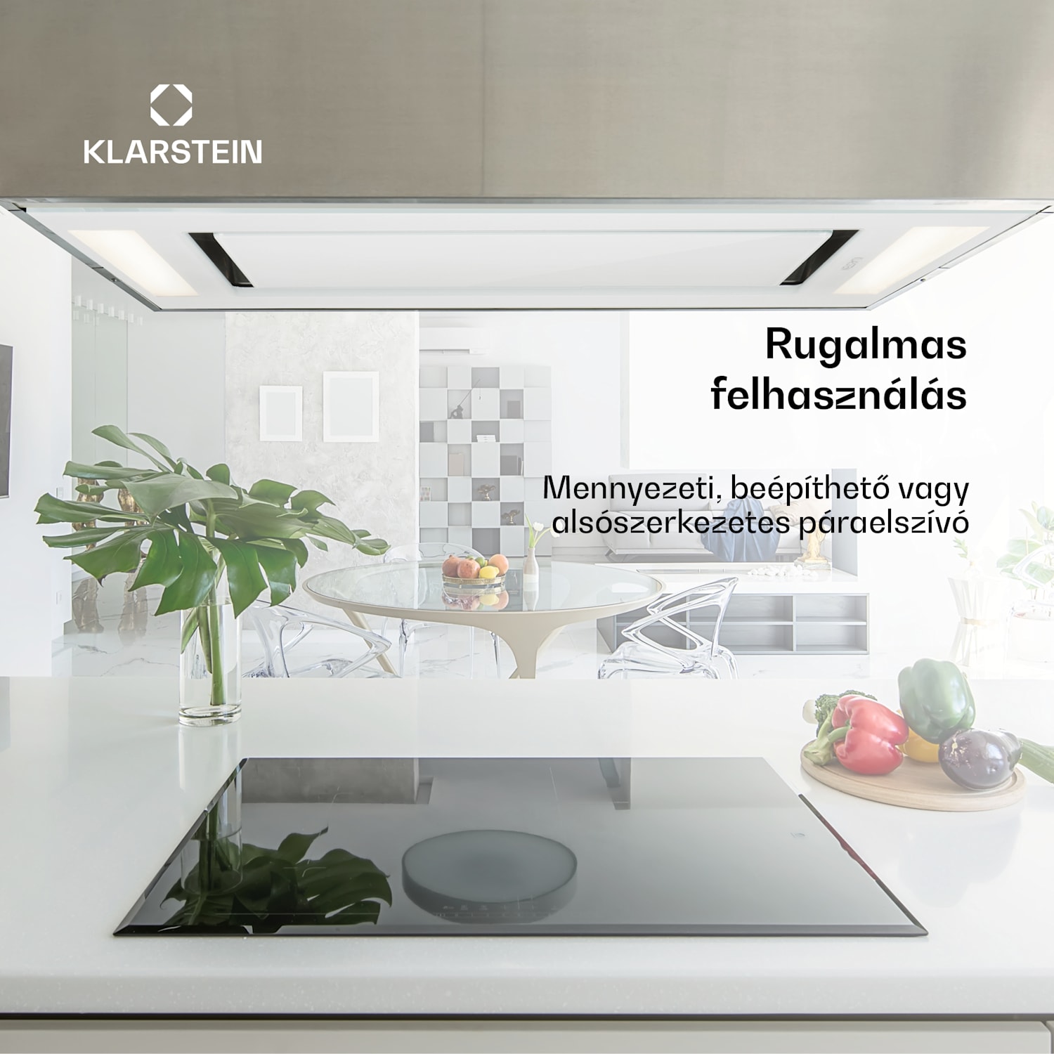 Remy, páraelszívó, 90 cm, 620 m³/h, 230 W, 3 fokozat, távirányító Pótszűrő nélkül | Fehér