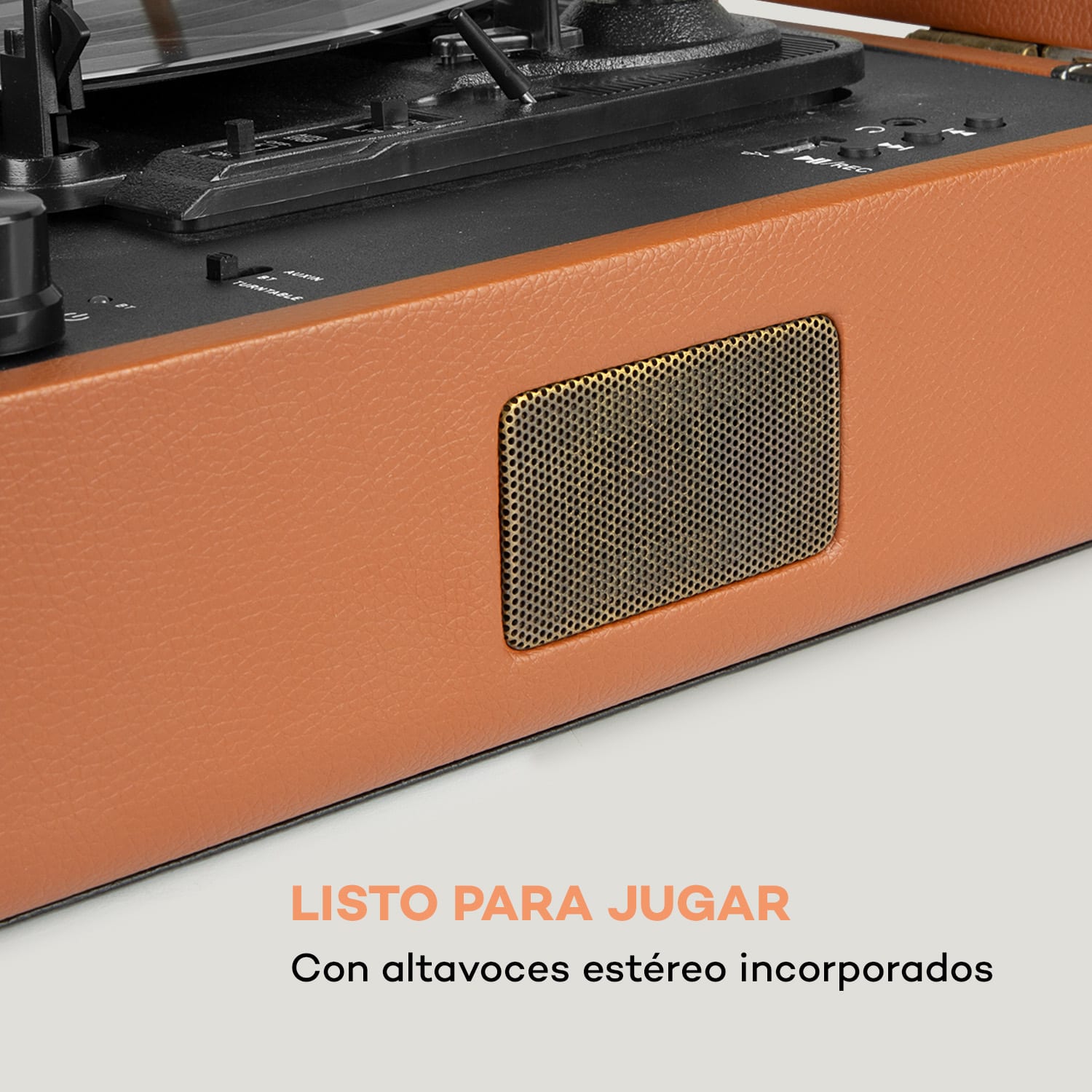 Jerry Lee BT Tocadiscos Bluetooth USB grabación y reproducción Marrón 