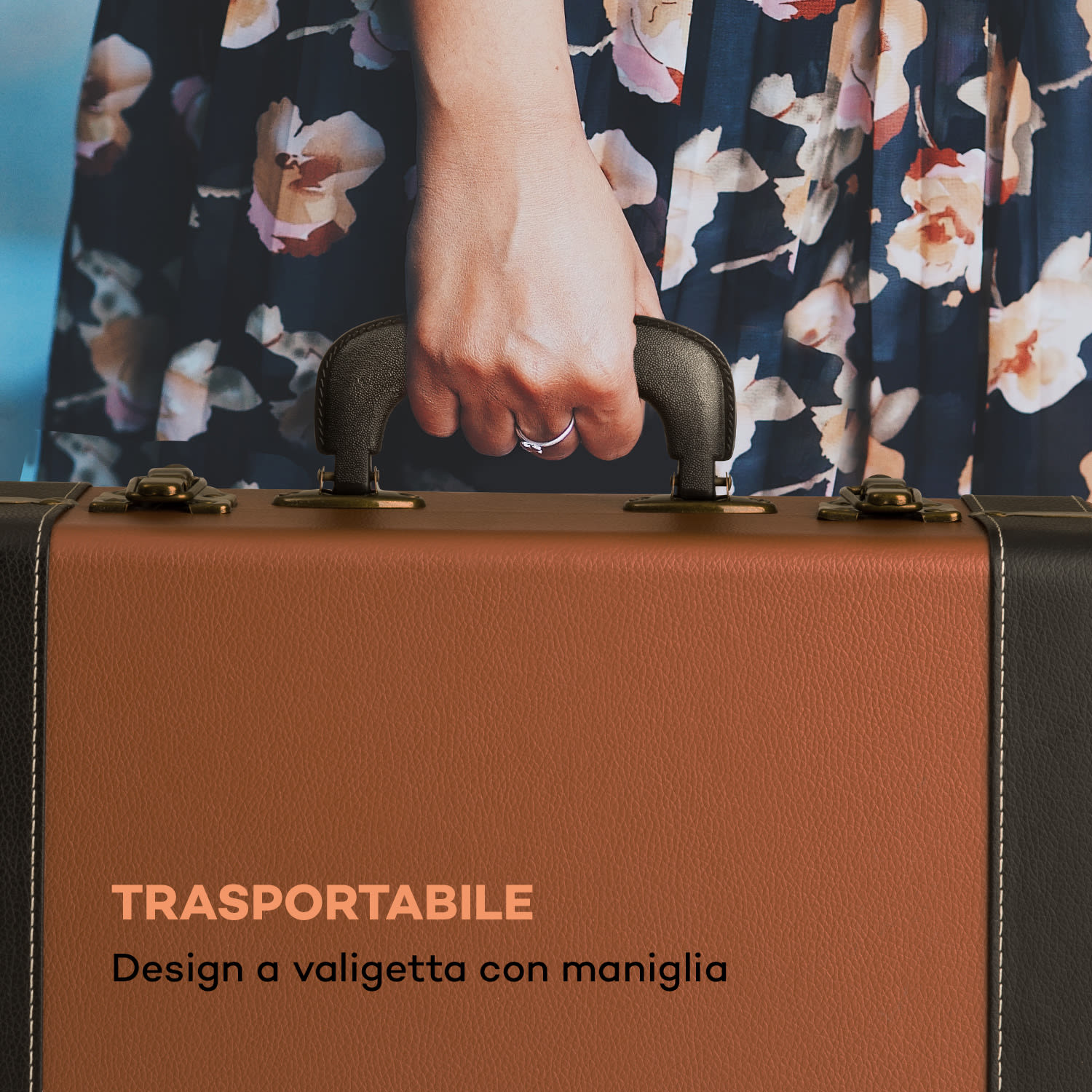 Giradischi BT USB auna Jerry Lee BT registrazione e riproduzione marrone 