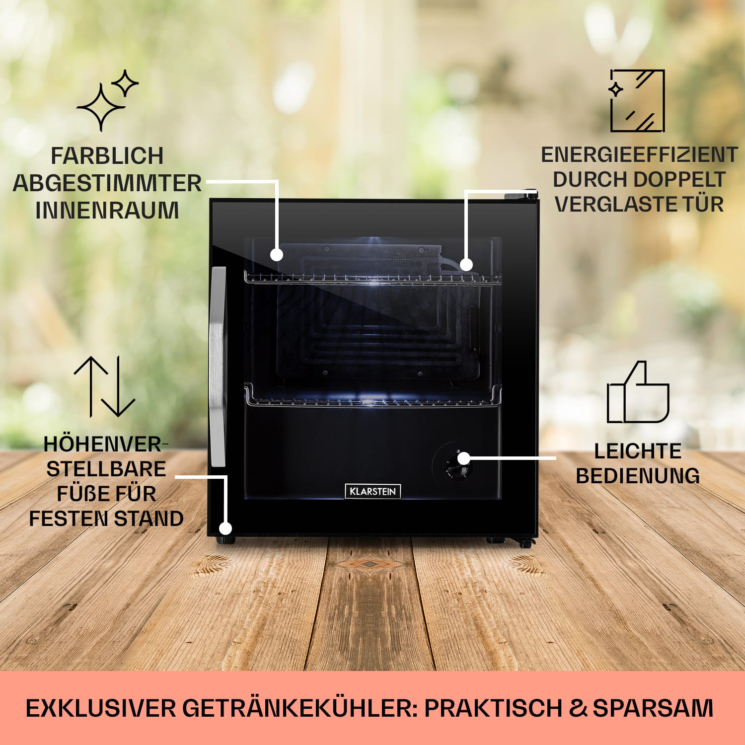 Beersafe L Onyx Kühlschrank 47 Liter 2 Böden Panoramaglastür. 47 L | Schwarz