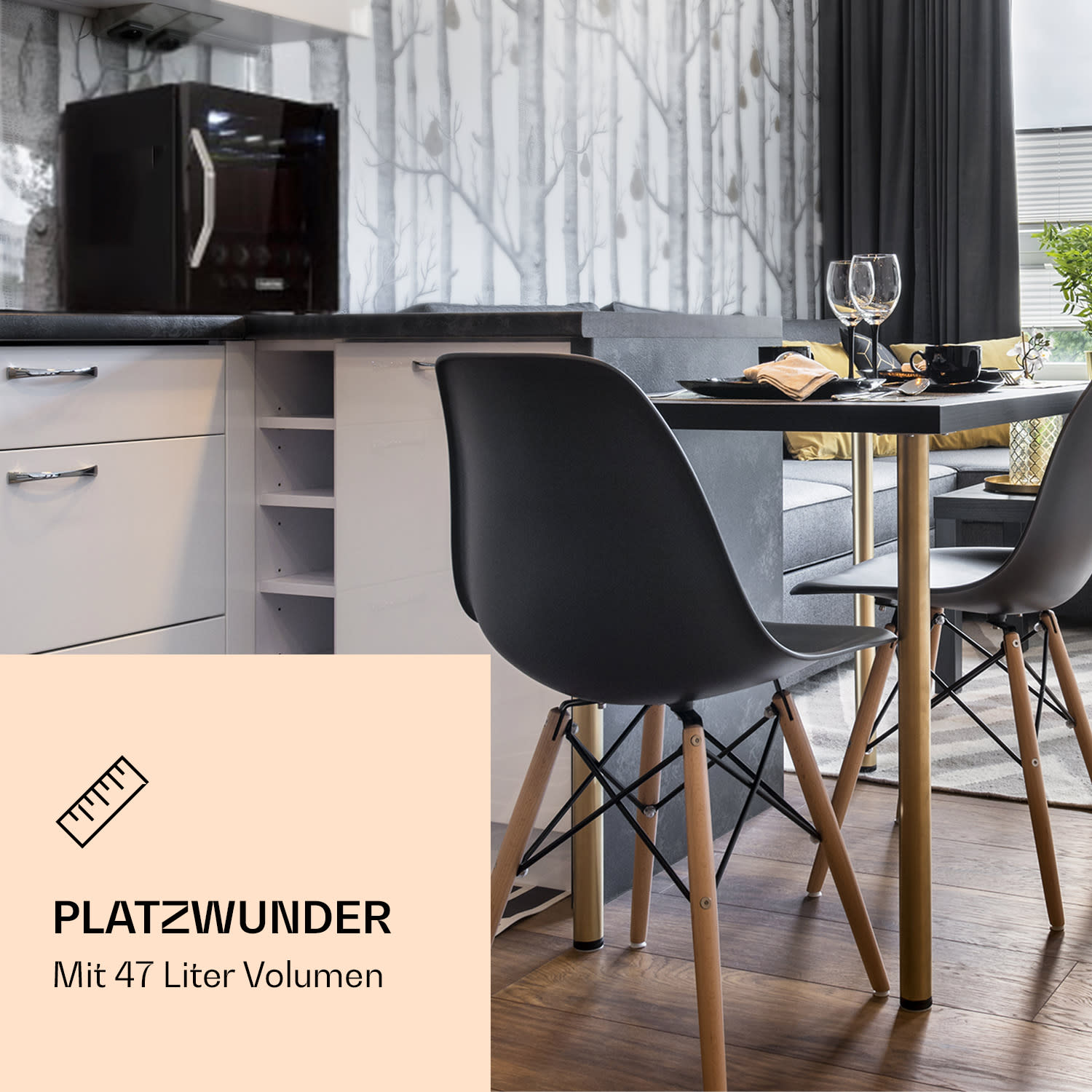 Beersafe L Onyx Kühlschrank 47 Liter 2 Böden Panoramaglastür. 47 Ltr | Schwarz