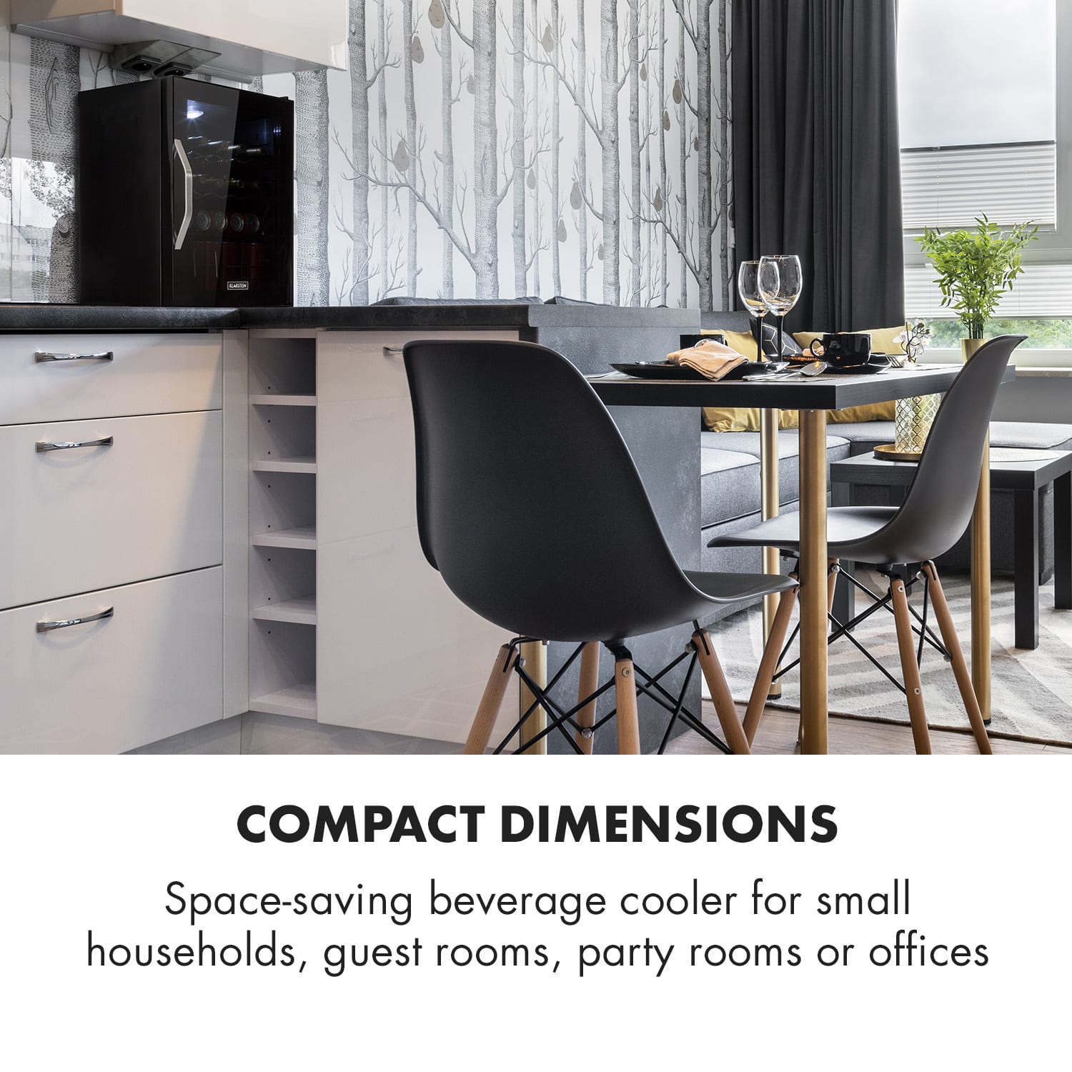 Beersafe XL Onyx, chladnička, energet. trieda D, LED, kovové police, sklenené dvere 