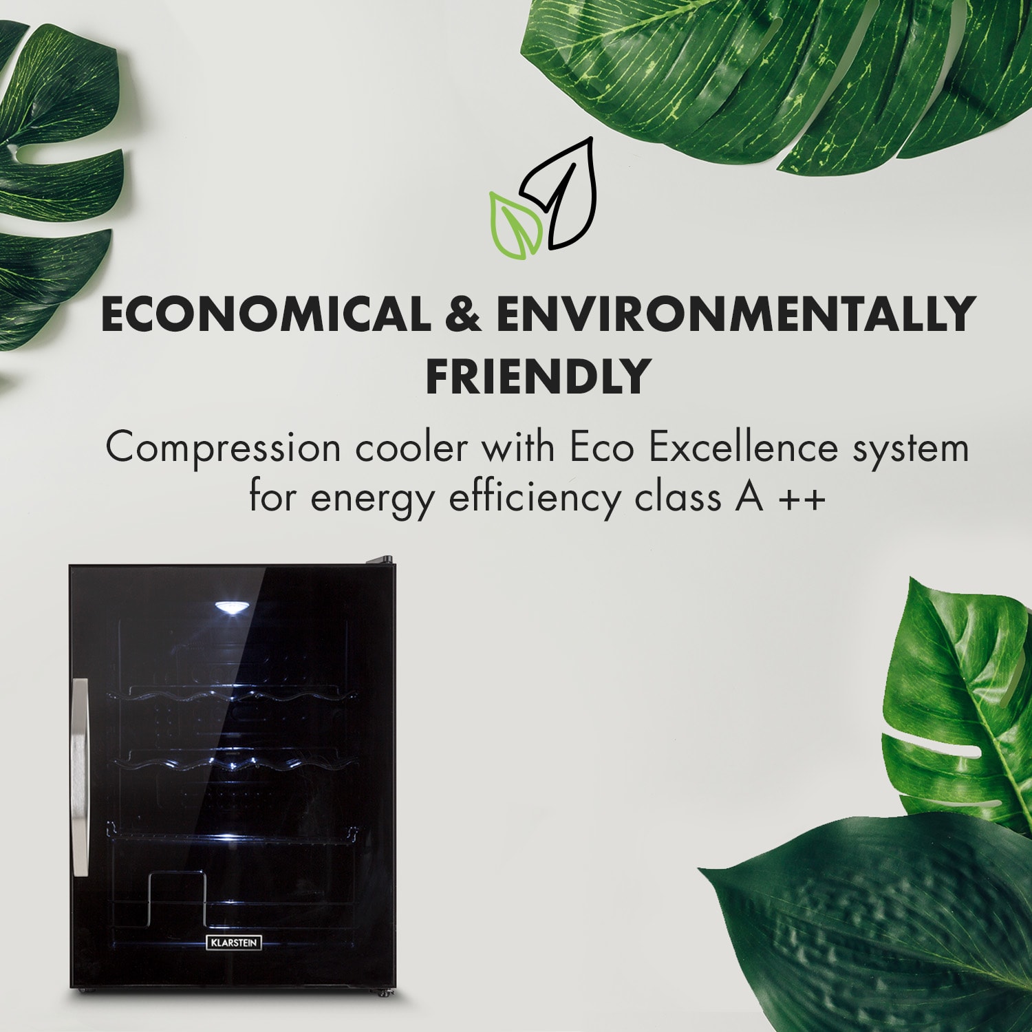 Beersafe XL Onyx, chladnička, energet. trieda D, LED, kovové police, sklenené dvere 