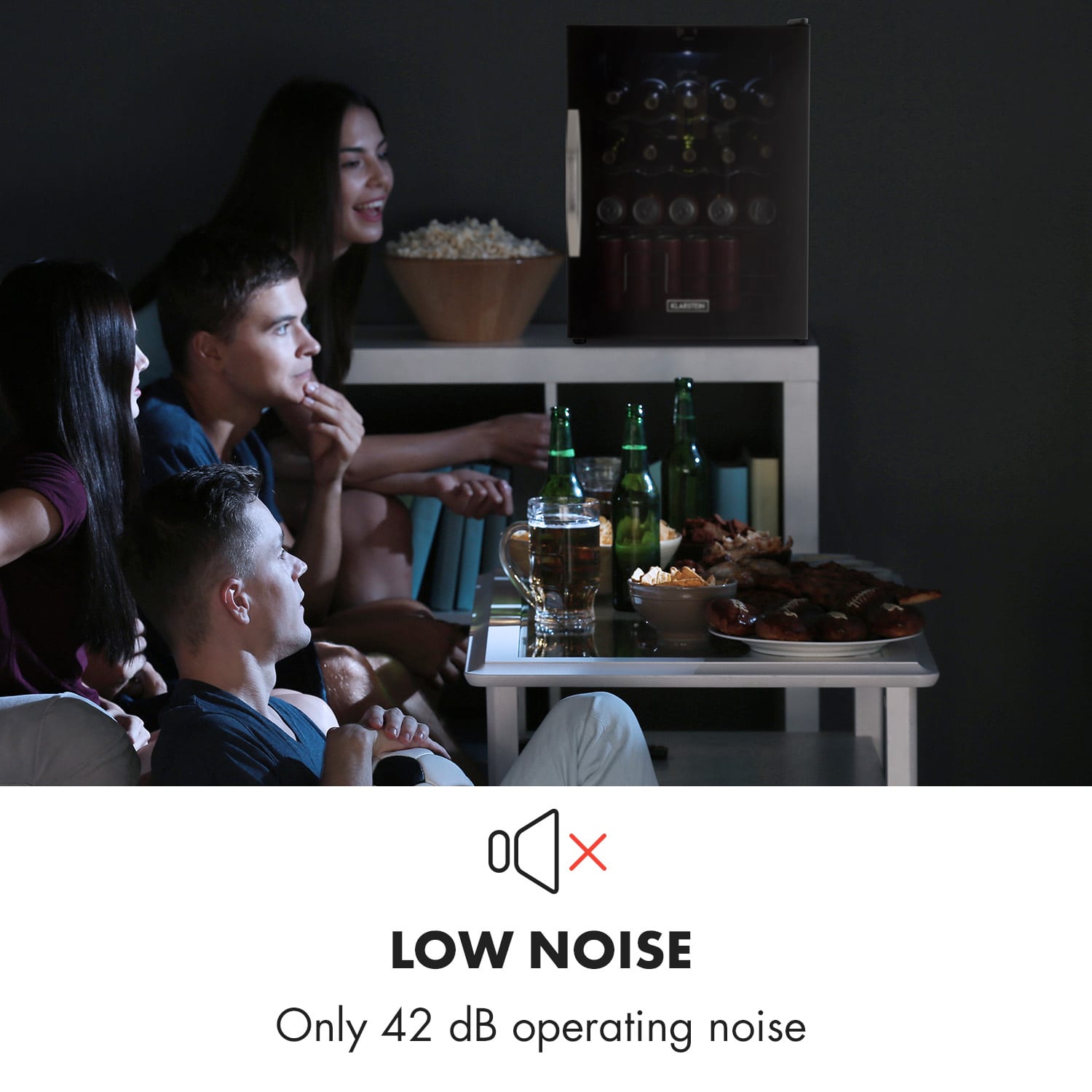 Frigorífico Beersafe XL Onyx 60 litros 4 prateleiras Porta de vidro panorâmica 