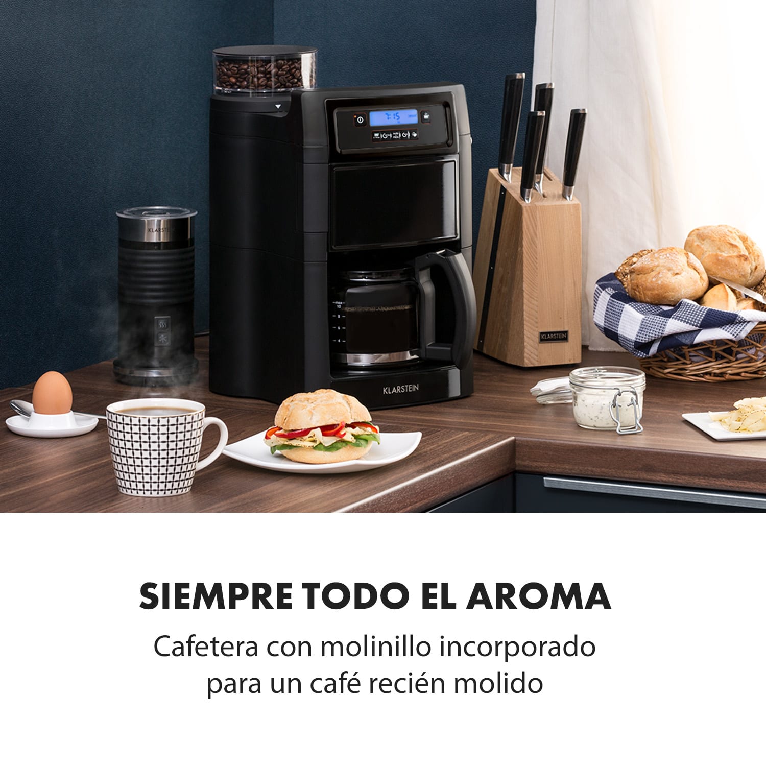 Aromatica II Cafetera Molinillo de café integrado 1,25 L Negro Jarra de cristal | Negro