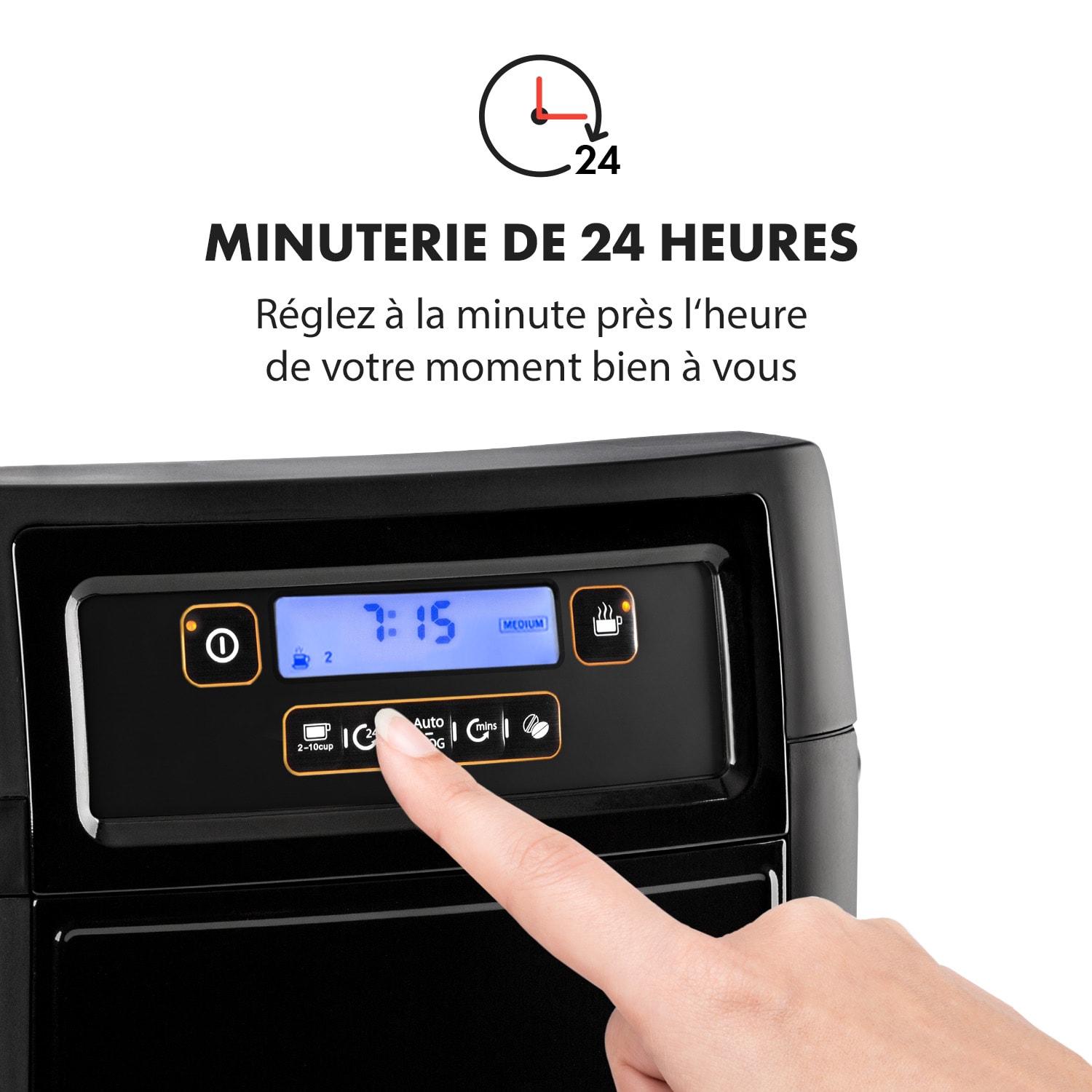 Aromatica II Cafetière 1,25L broyeur intégré > 10 tasses 1000W - noir Verseuse en verre | Noir
