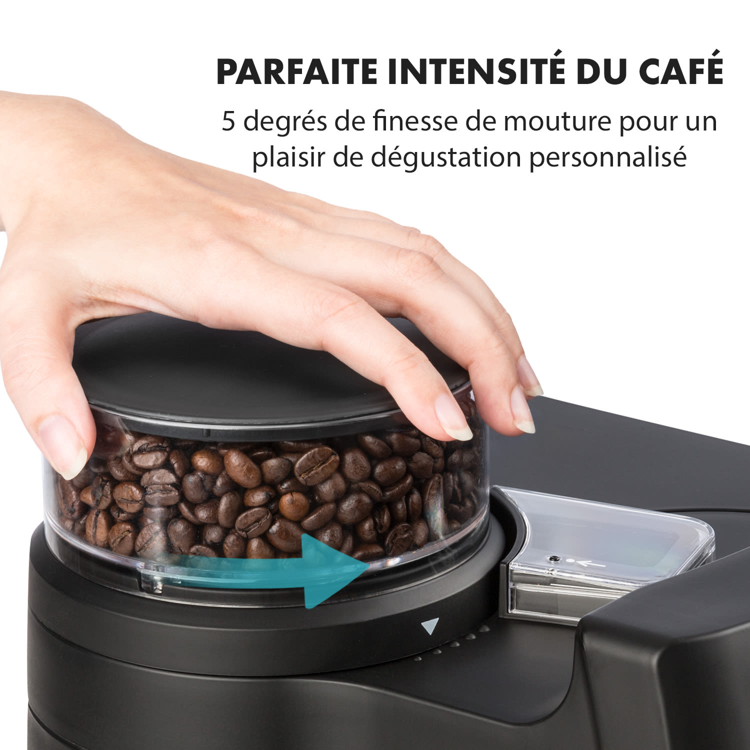 Aromatica II Cafetière 1,25L broyeur intégré > 10 tasses 1000W - noir Verseuse en verre | Noir