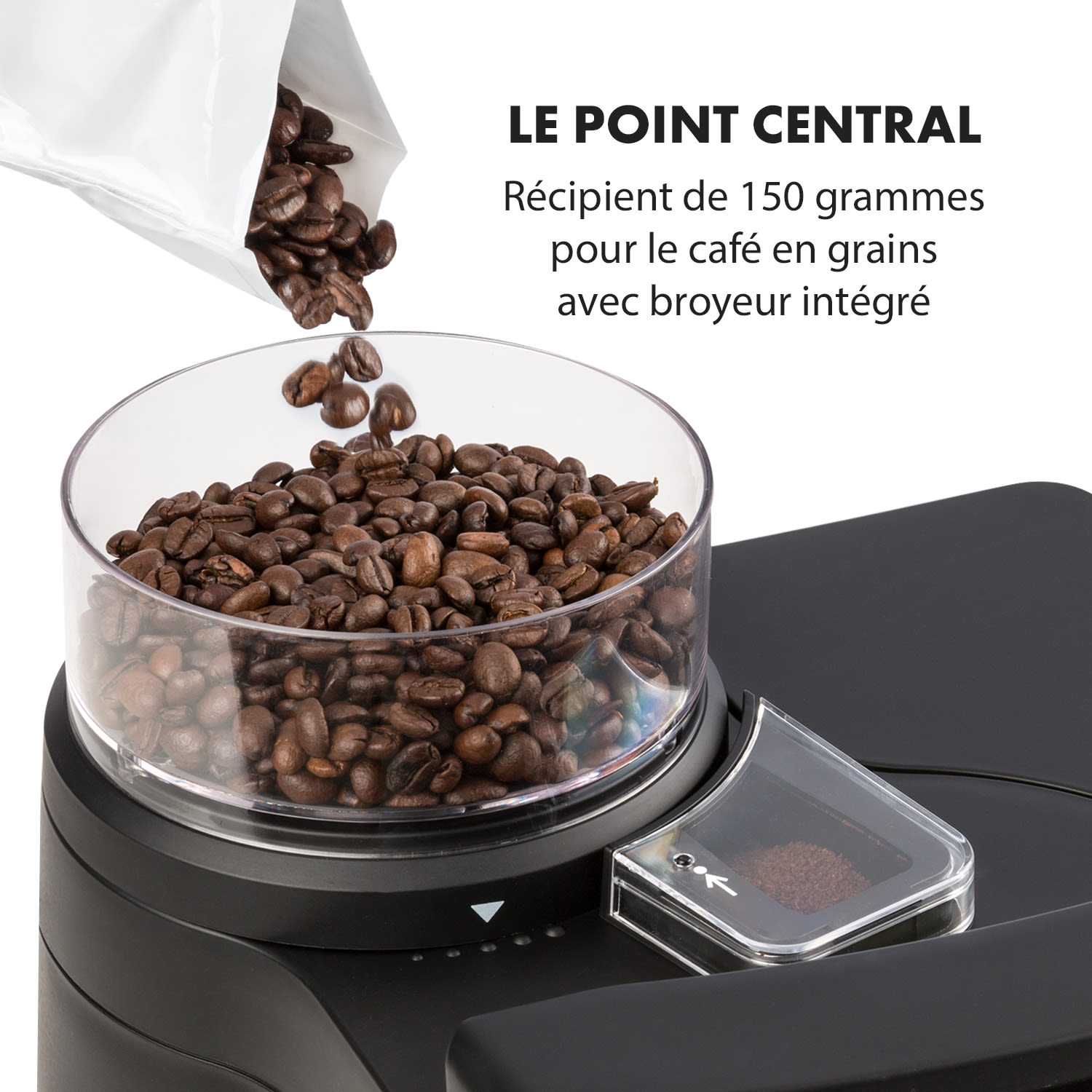 Aromatica II Cafetière 1,25L broyeur intégré > 10 tasses 1000W - noir Verseuse en verre | Noir