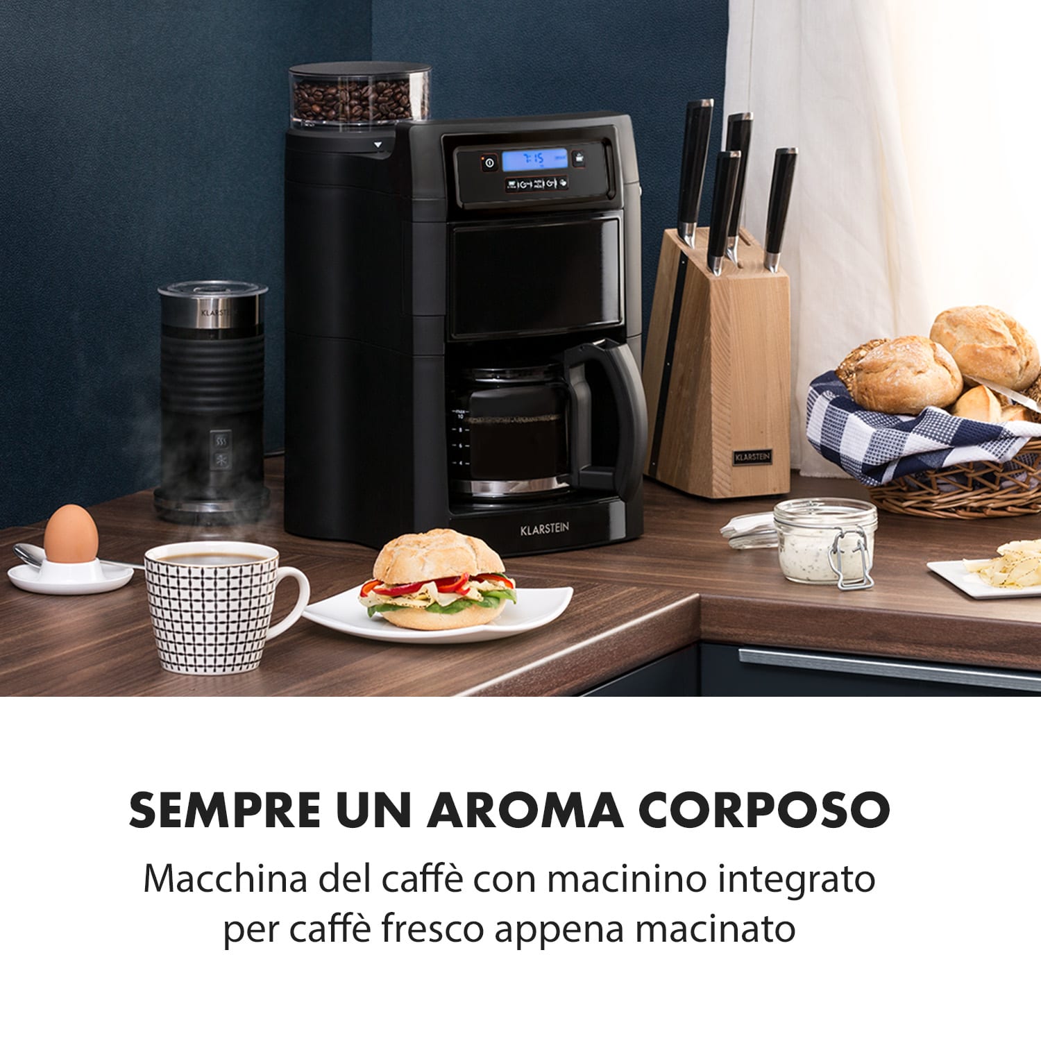 Aromatica II Macchina Del Caffè, Macinino, 1,25 l, nero Caraffa in vetro | Nero
