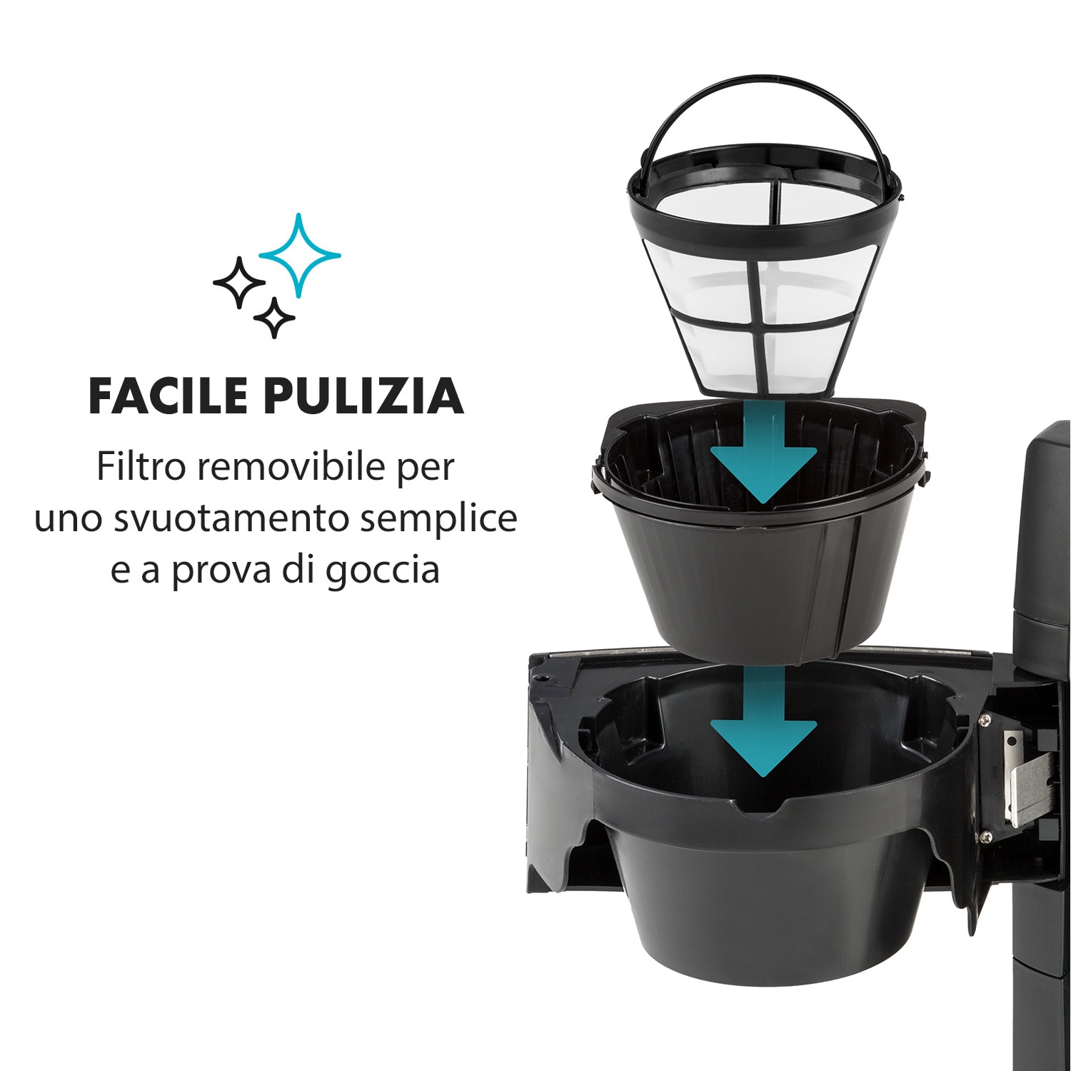 Aromatica II Macchina Del Caffè, Macinino, 1,25 l, nero Caraffa in vetro | Nero