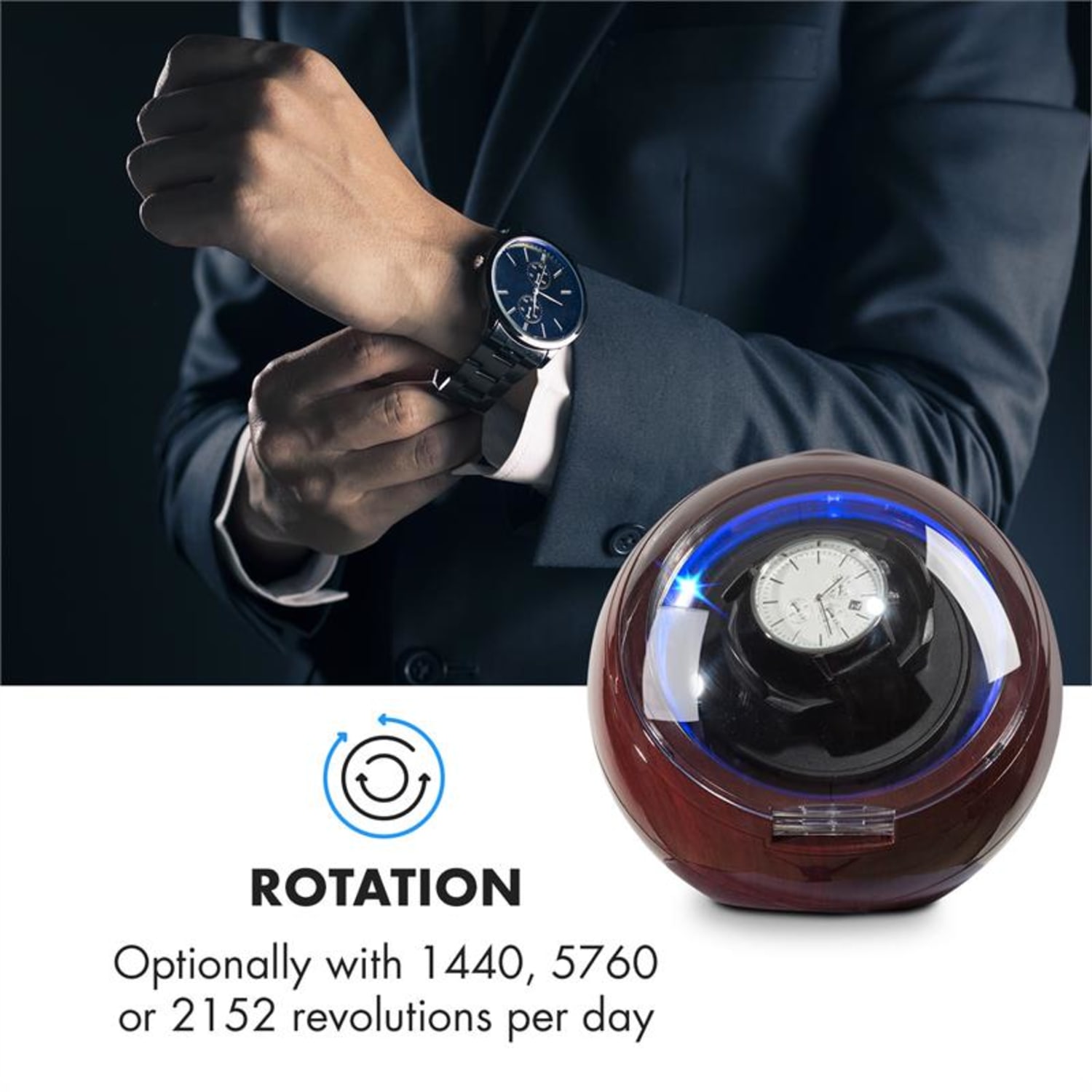 St. Gallen Deux Rotomat 1 zegarek  4 tryby niebieskie diody LED imitacja drewna różanego Czerwony