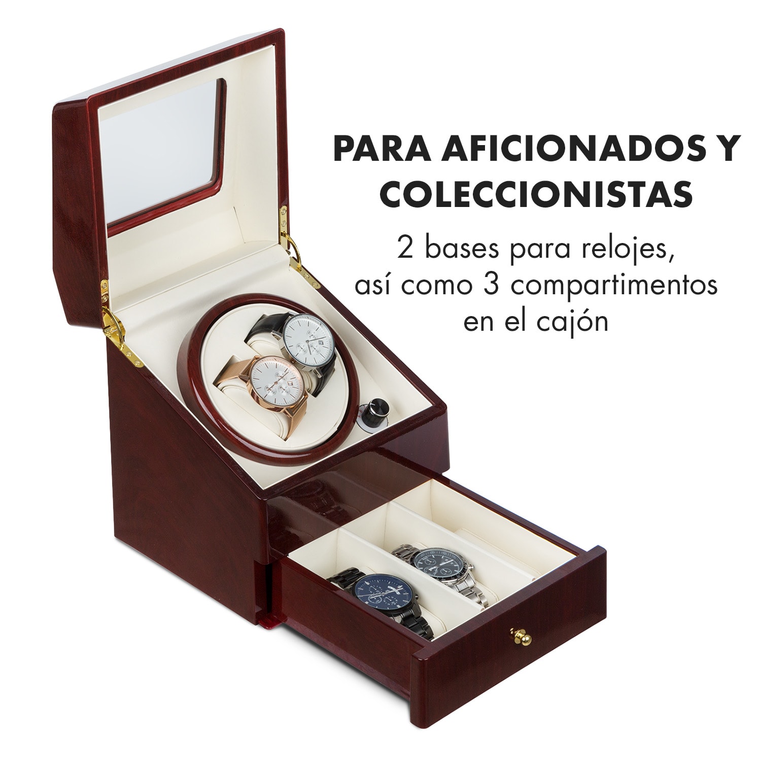 Geneva Estuche para 2 relojes 4 modos Cajón Rosa palo Rojo
