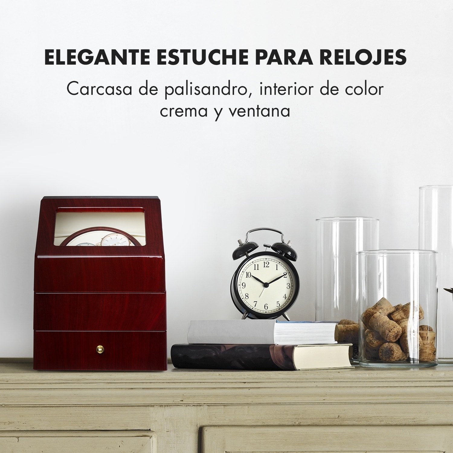 Geneva Estuche para 2 relojes 4 modos Cajón Rosa palo Rojo