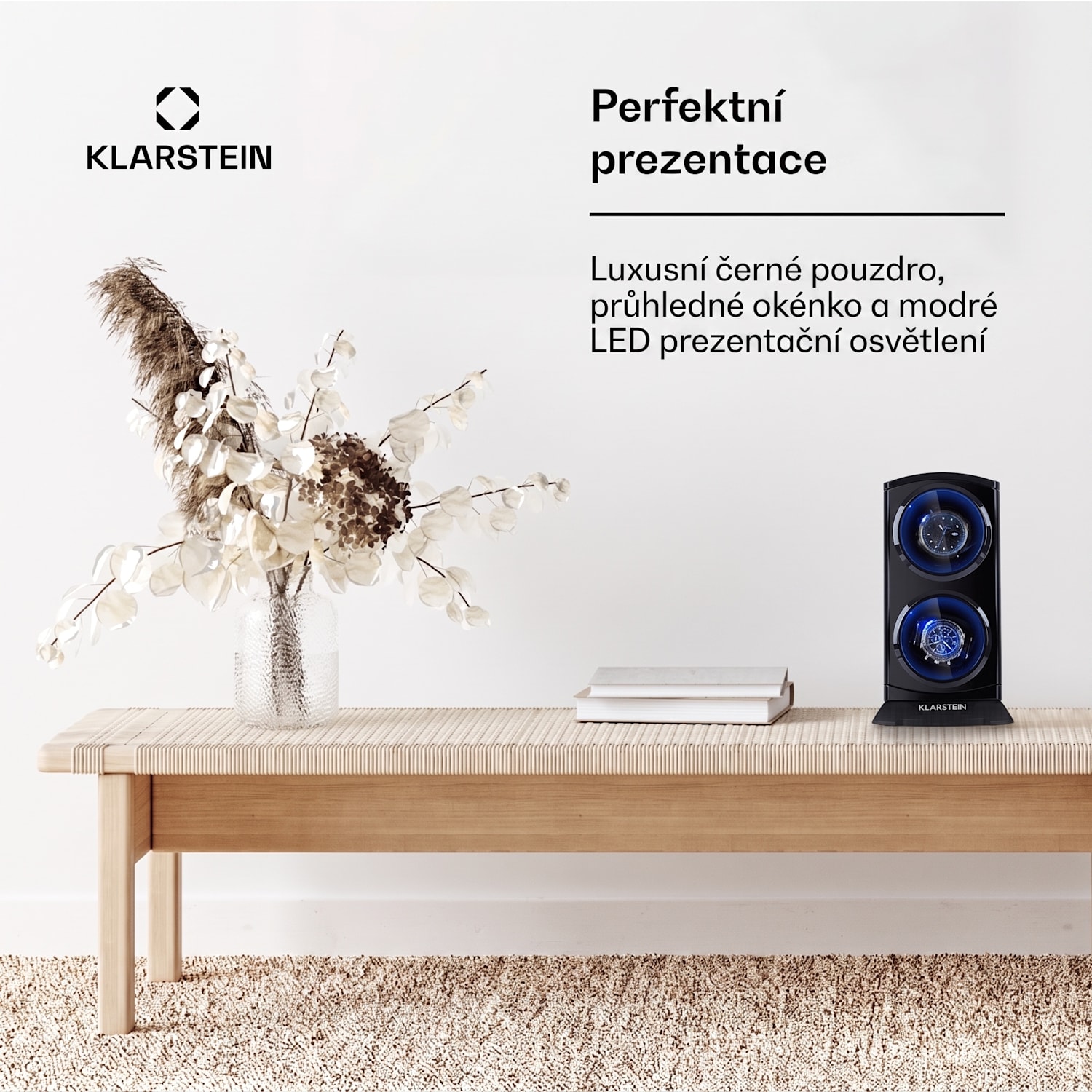 St. Gallen Premium, pohyblivý stojan na hodinky, 2 hodinek, 4 rychlosti, černý Černá